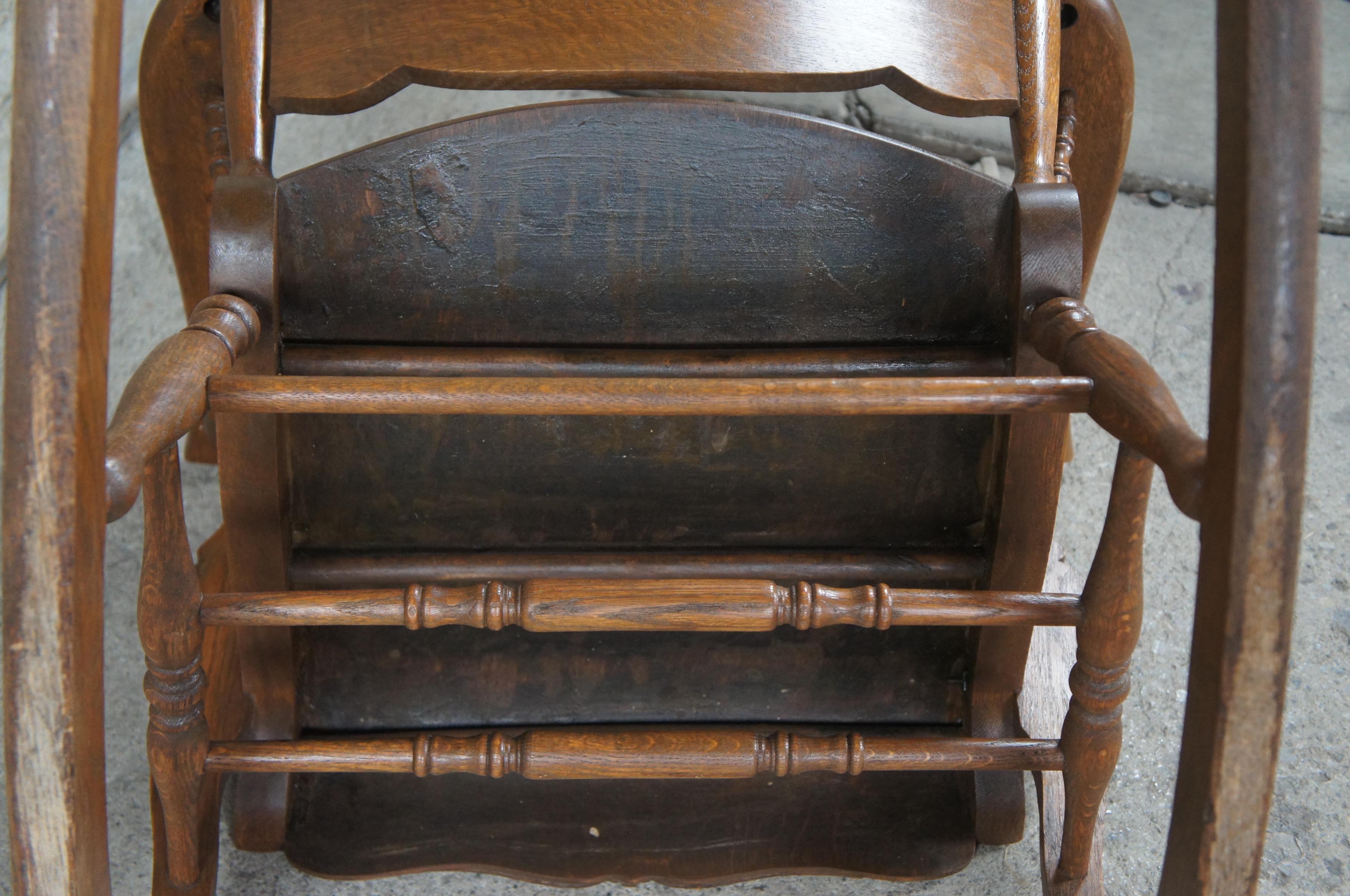 Antique Arts & Crafts Mission Quartersawn Oak Bentwood Rocking Arm Chair Rocker For Sale 7