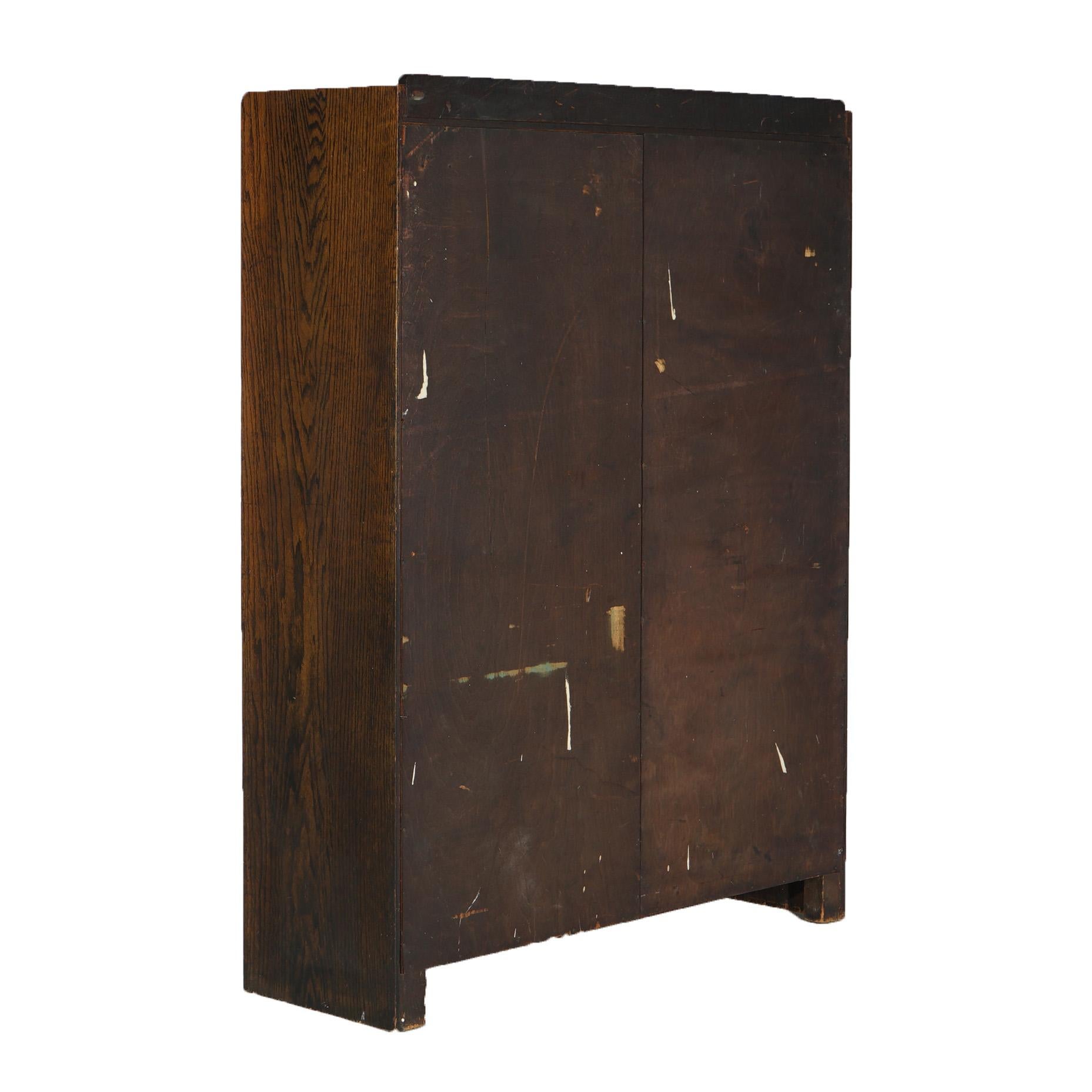 Antique Arts & Crafts Mission Stickley School Oak Double Door Bookcase C1910 5