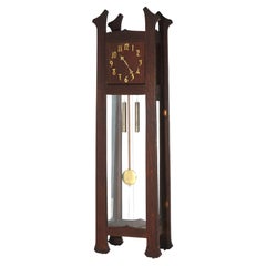 Antiguo reloj de pie Arts & Crafts Mission Stickley School Oak C1910