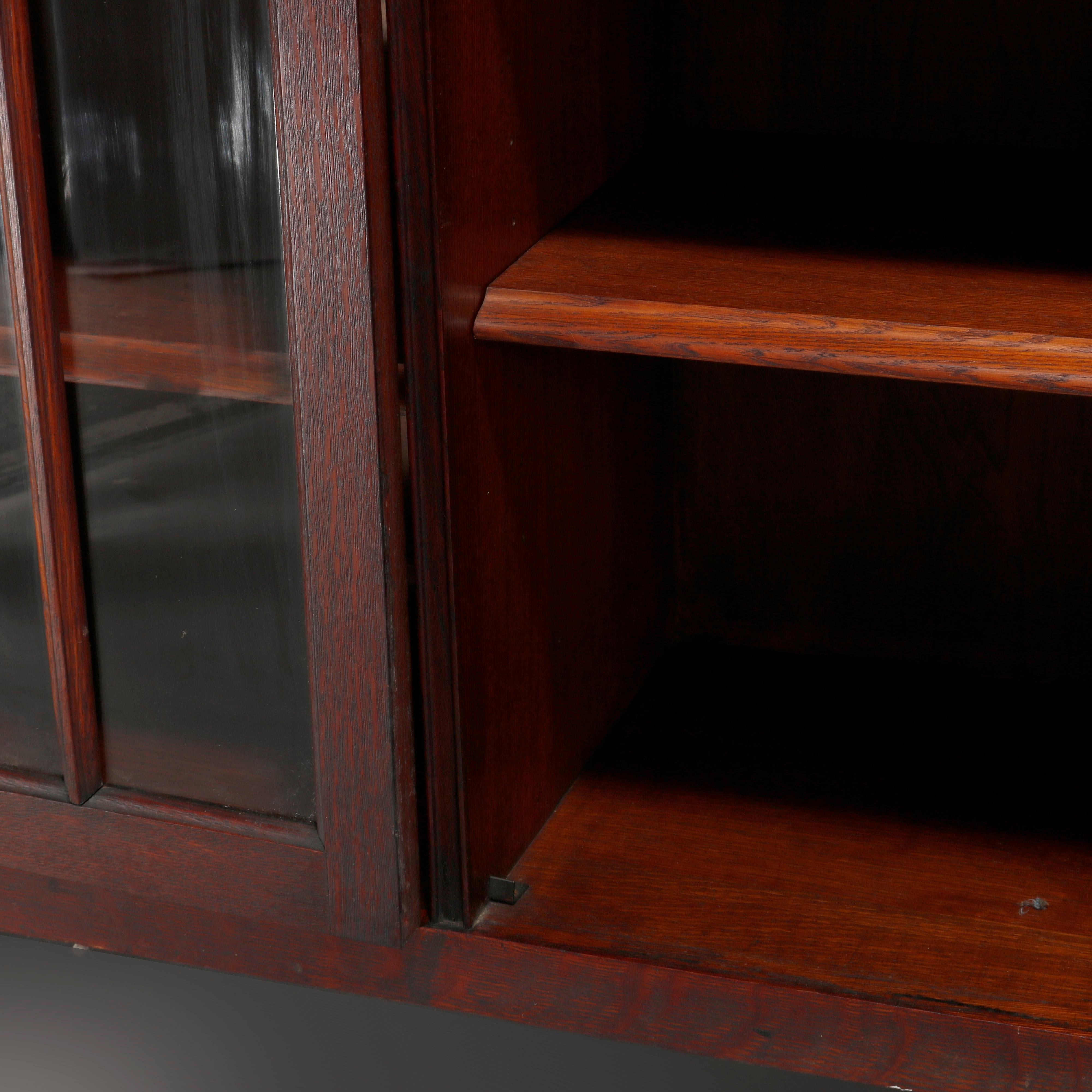 Antique Arts & Crafts Mission Style Oak Three-Door Bookcase, circa 1910 6