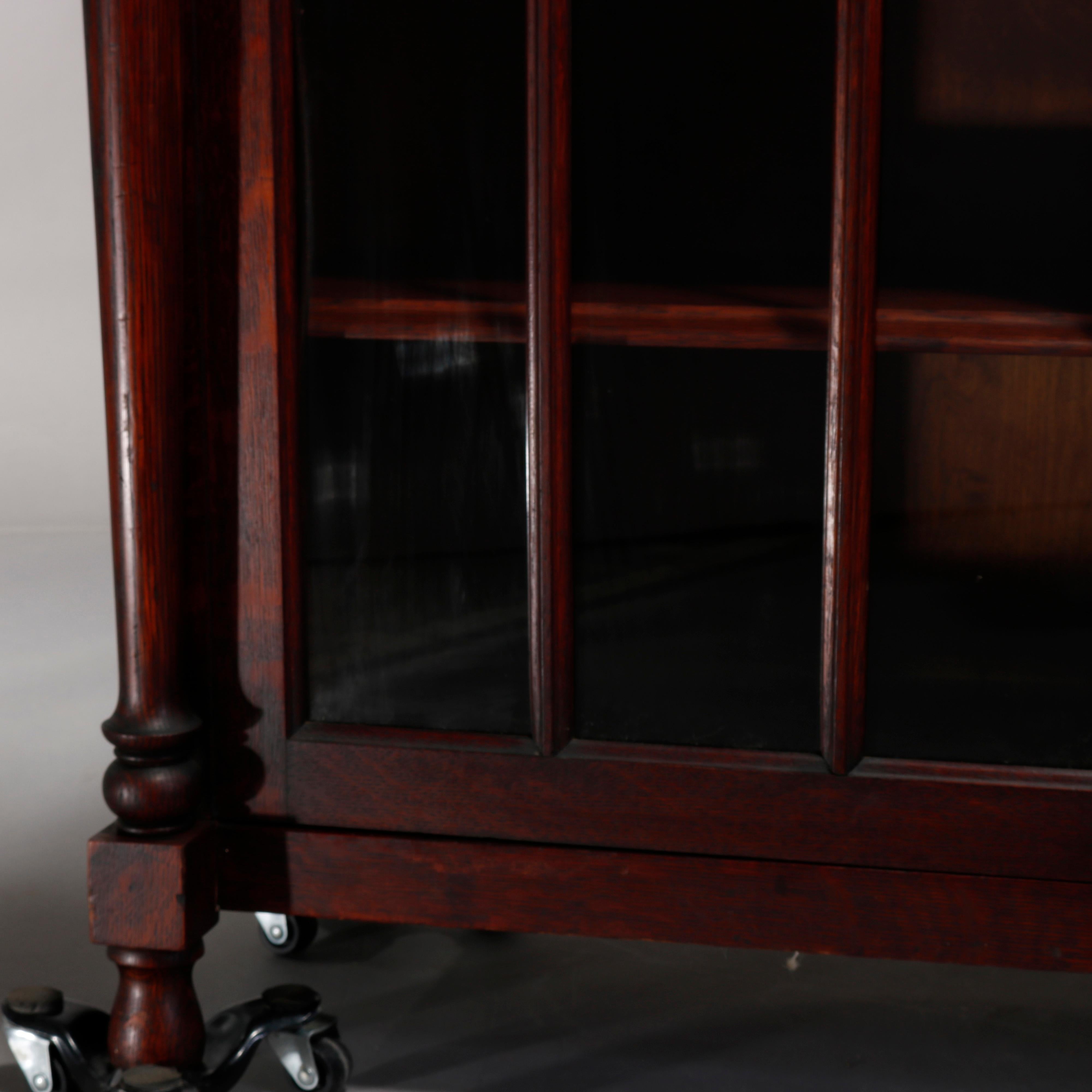 Antique Arts & Crafts Mission Style Oak Three-Door Bookcase, circa 1910 7