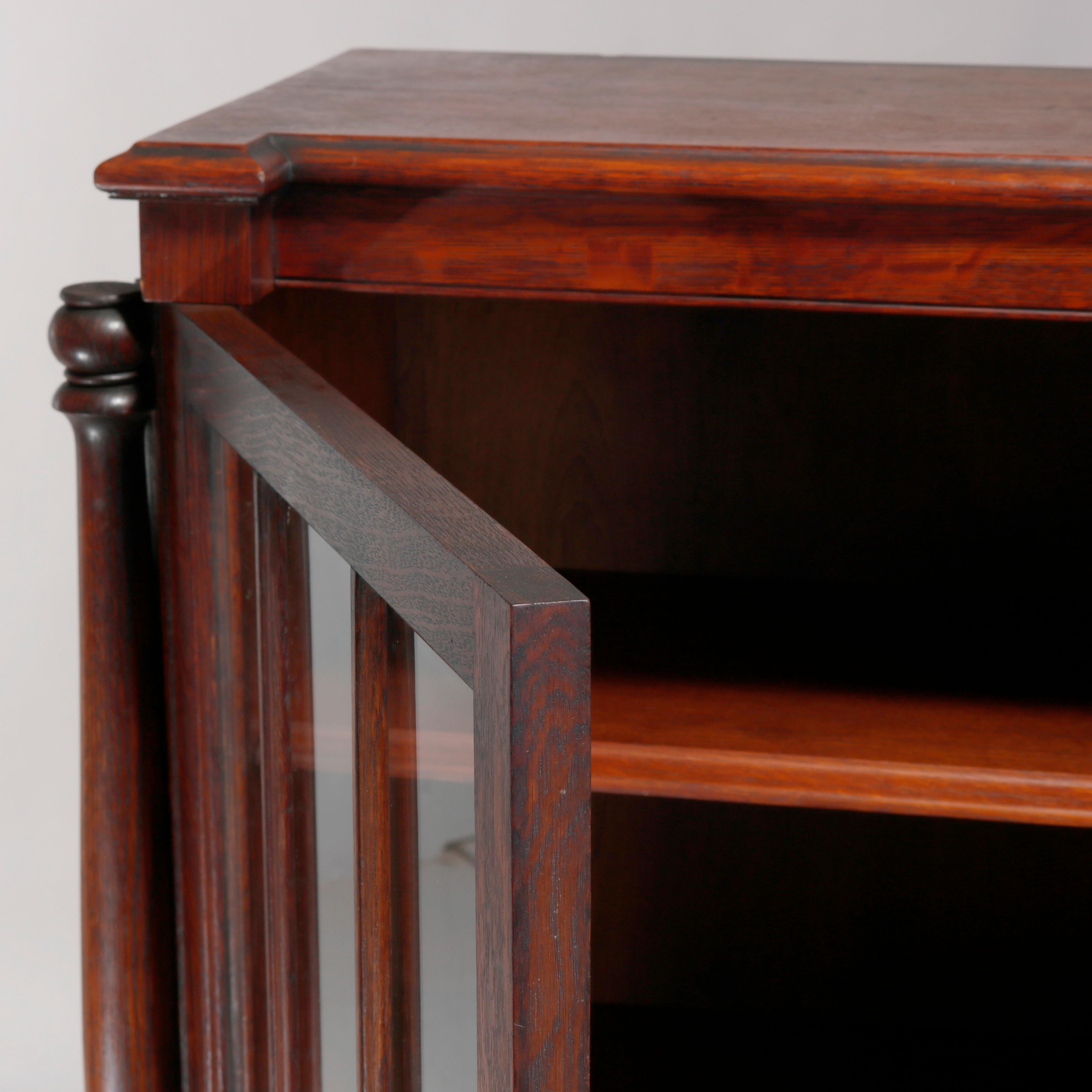 20th Century Antique Arts & Crafts Mission Style Oak Three-Door Bookcase, circa 1910