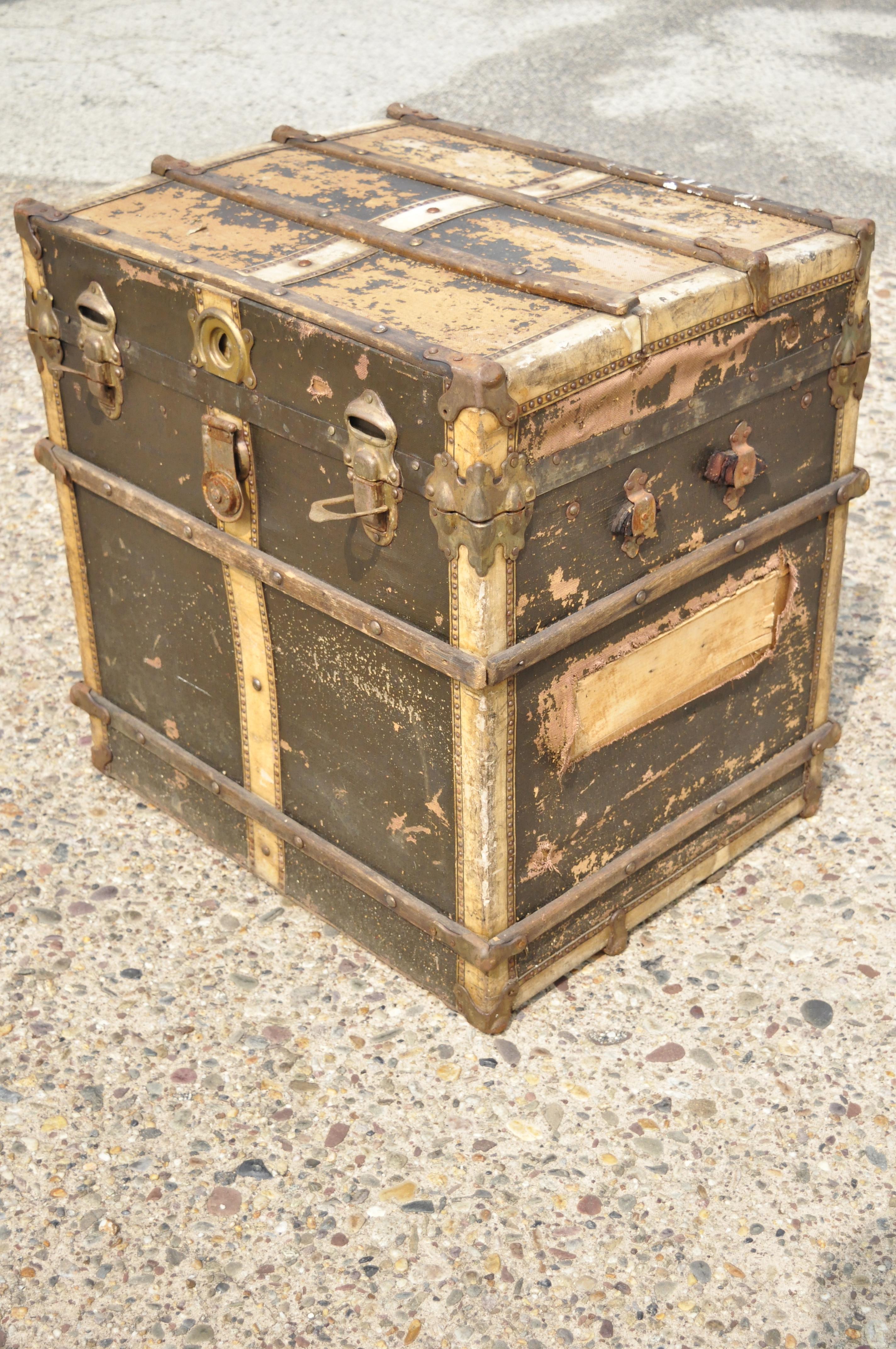 Arts & Crafts Mission Victorian Storage Trunk Chest with Distressed Finish 4