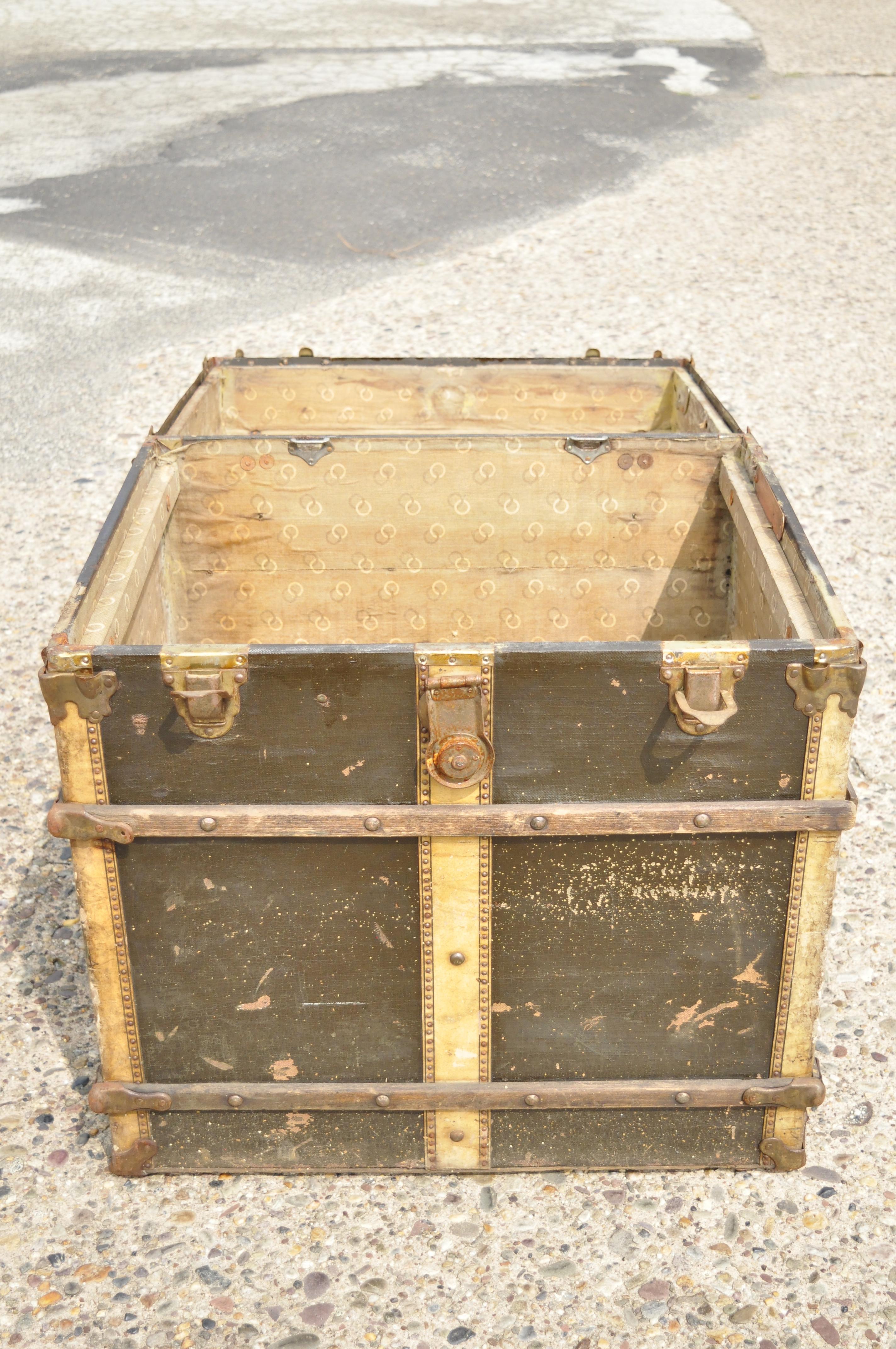 20th Century Arts & Crafts Mission Victorian Storage Trunk Chest with Distressed Finish