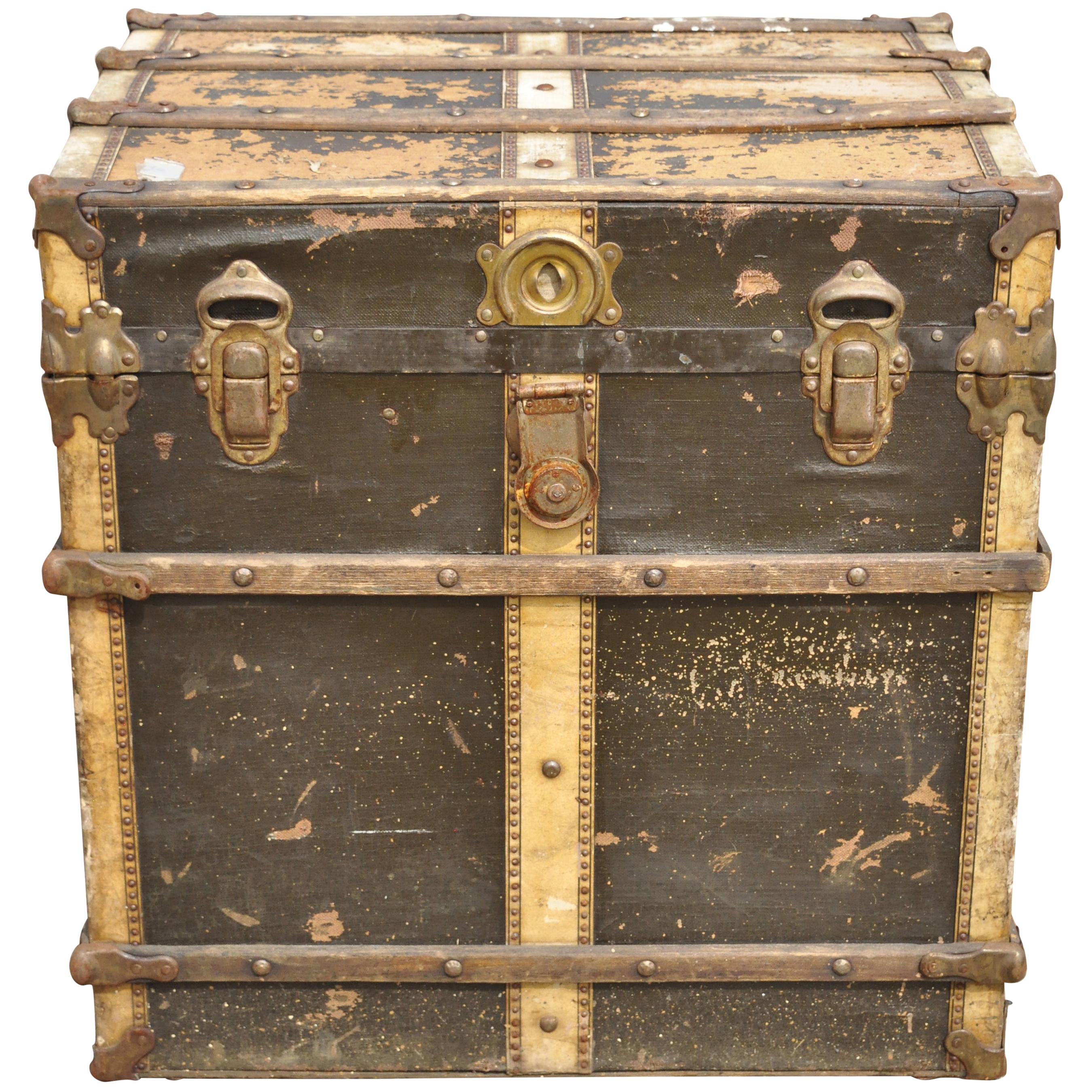 Arts & Crafts Mission Victorian Storage Trunk Chest with Distressed Finish