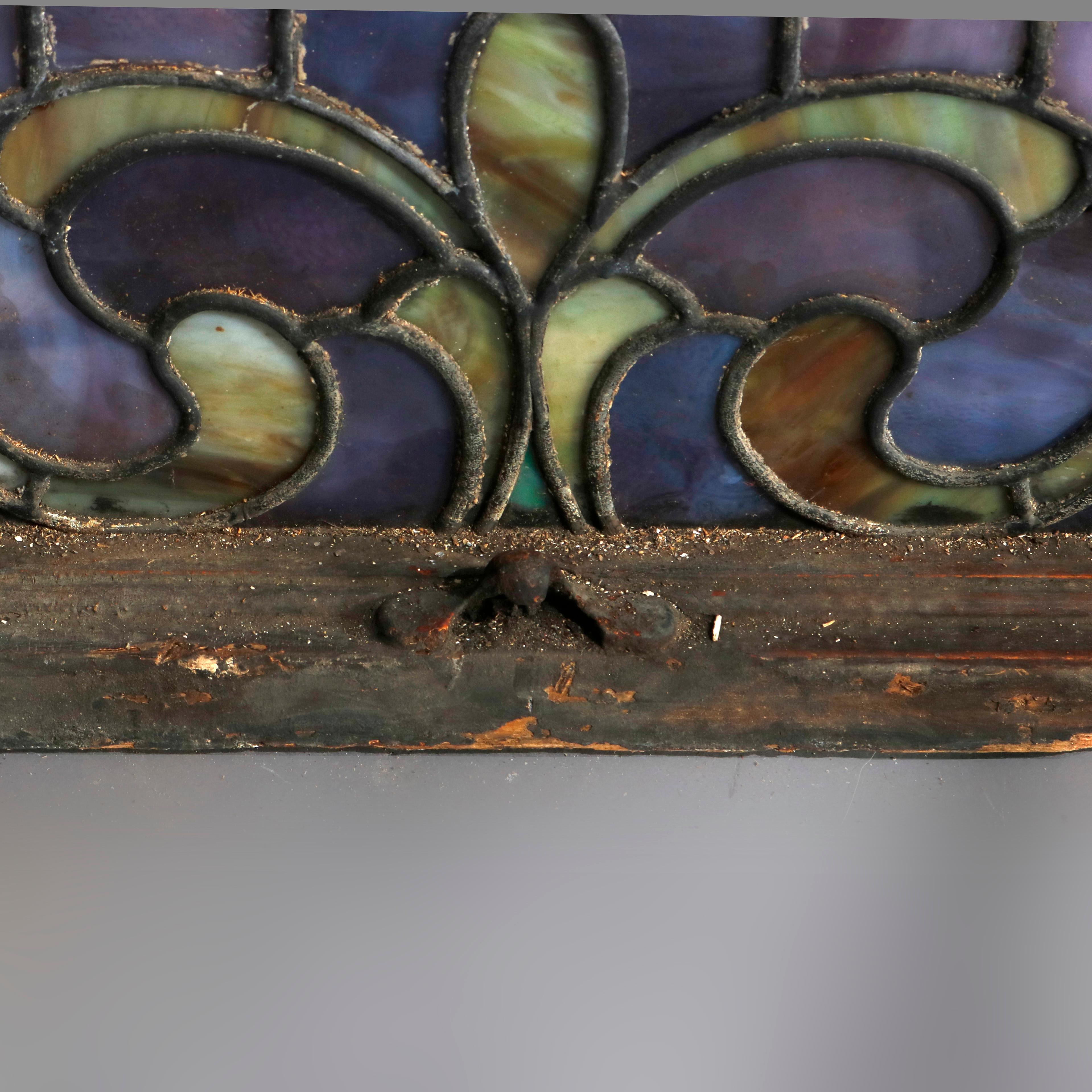 Arts and Crafts Antique Arts & Crafts Mosaic Leaded Slag Glass Window, circa 1930