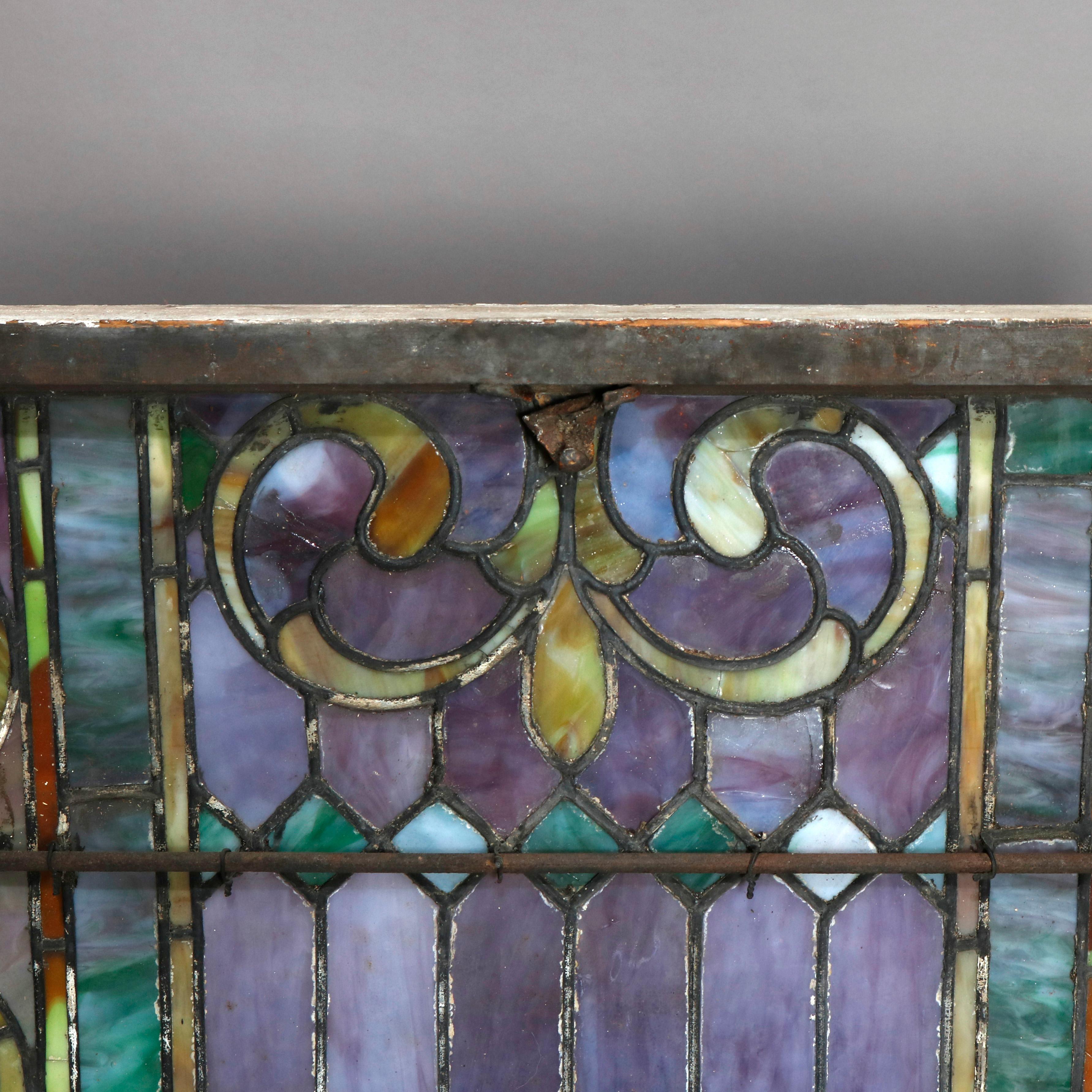 Antique Arts & Crafts Mosaic Leaded Slag Glass Window, circa 1930 2