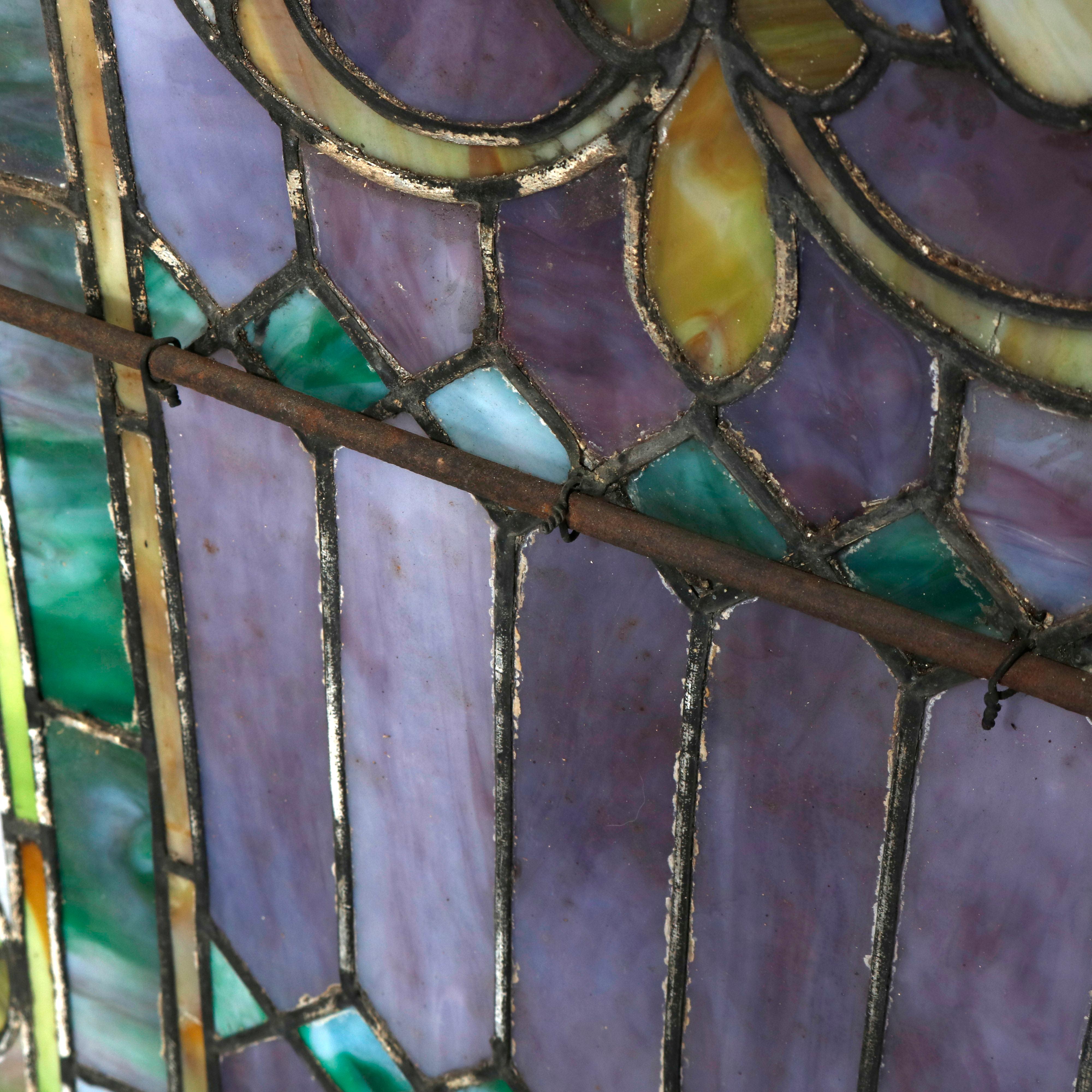 Antique Arts & Crafts Mosaic Leaded Slag Glass Window, circa 1930 3