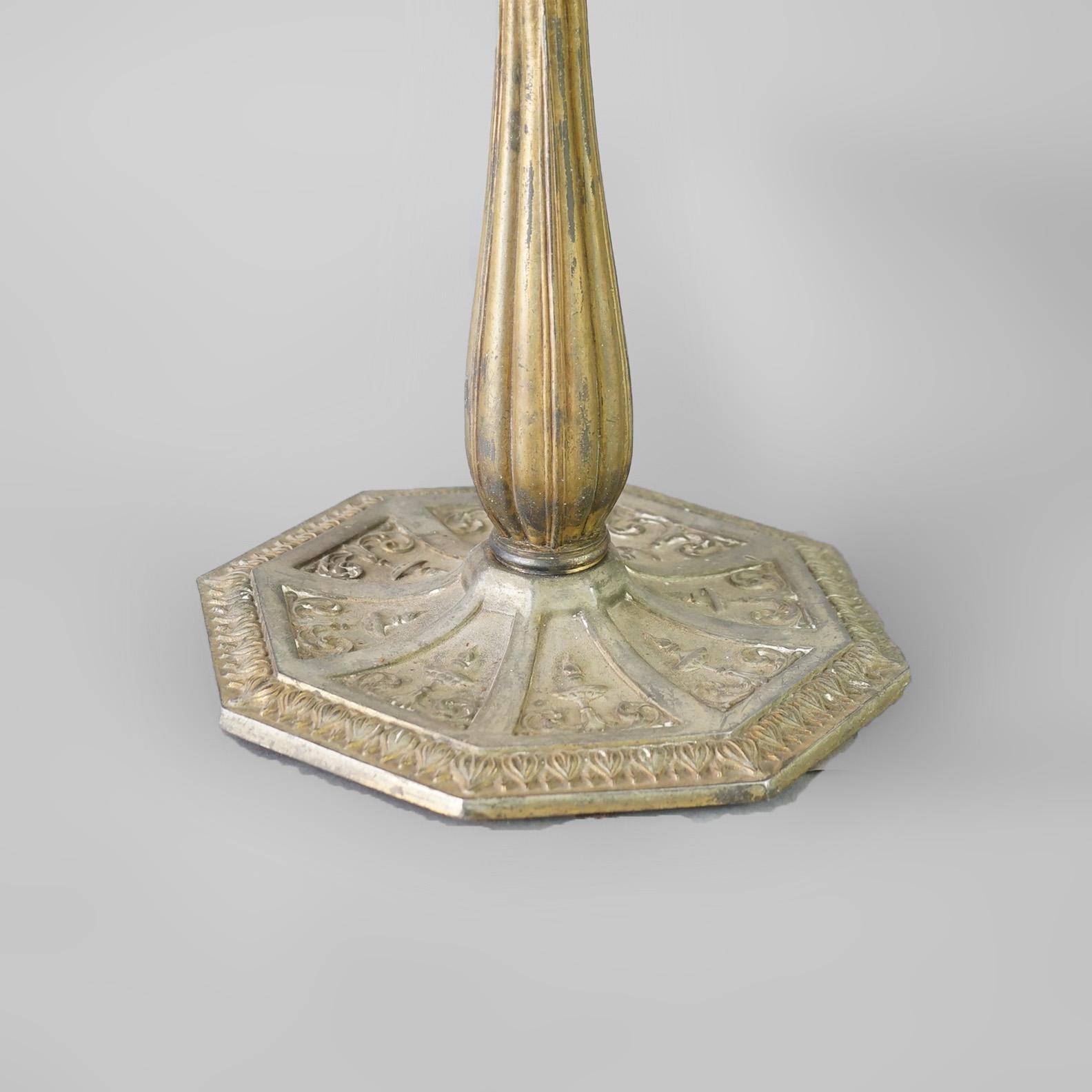 Ancienne lampe de bureau néoclassique Arts & Crafts Bradley & Hubbard en verre delag C1920 4
