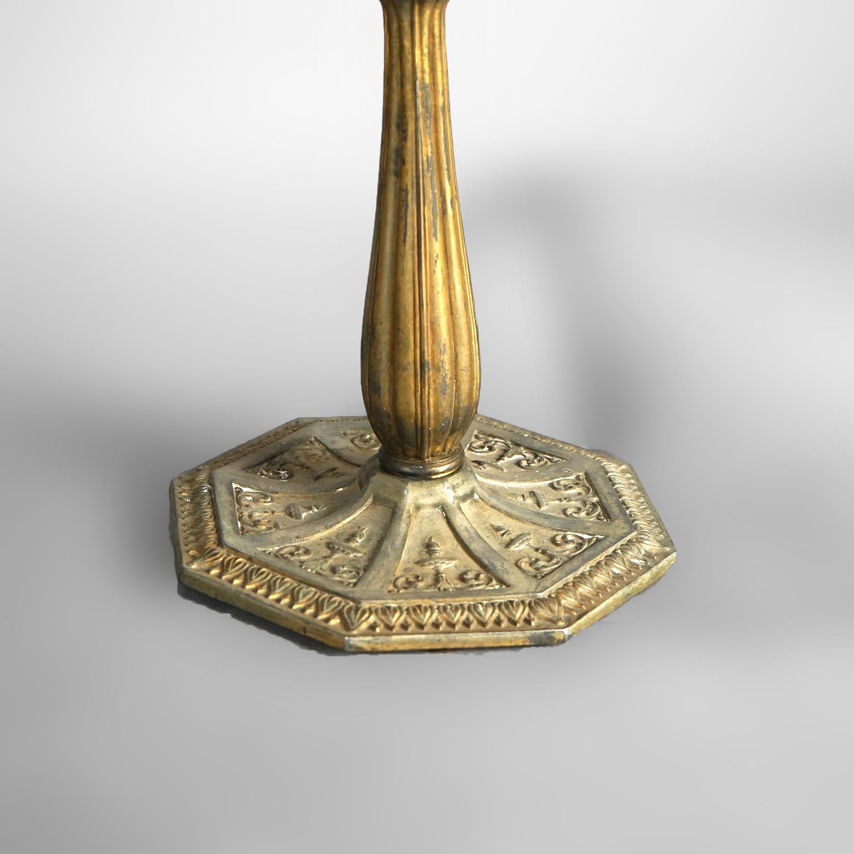 Ancienne lampe de bureau néoclassique Arts & Crafts Bradley & Hubbard en verre delag C1920 5