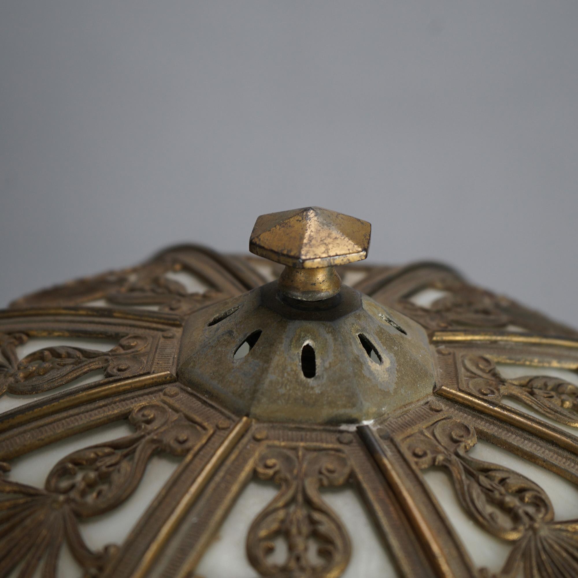 Antique Arts & Crafts Neoclassical Bradley & Hubbard Slag Glass Table Lamp C1920 3