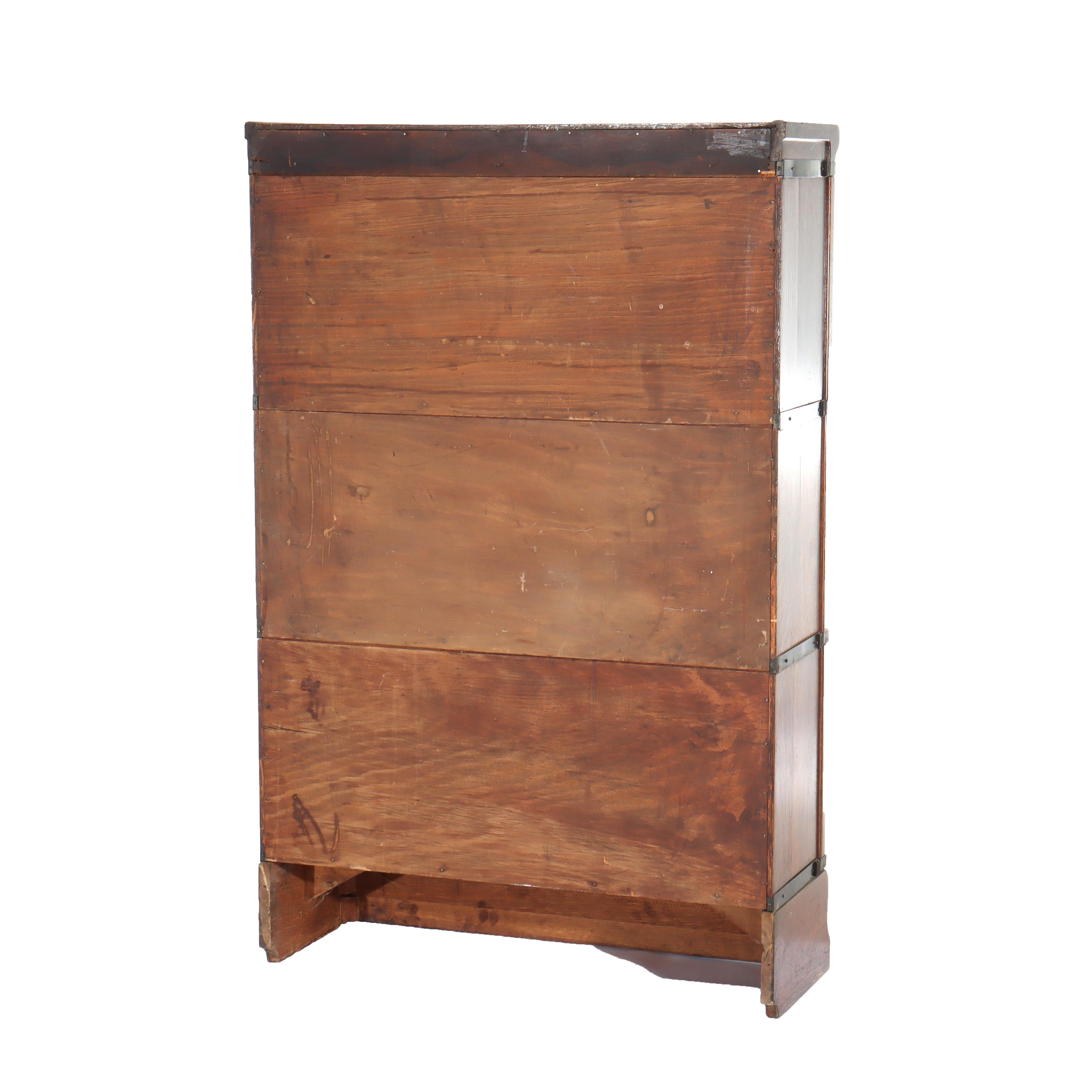 Antique Arts & Crafts Oak 3 Stack Barrister Bookcase C1920 (Eichenholz) im Angebot