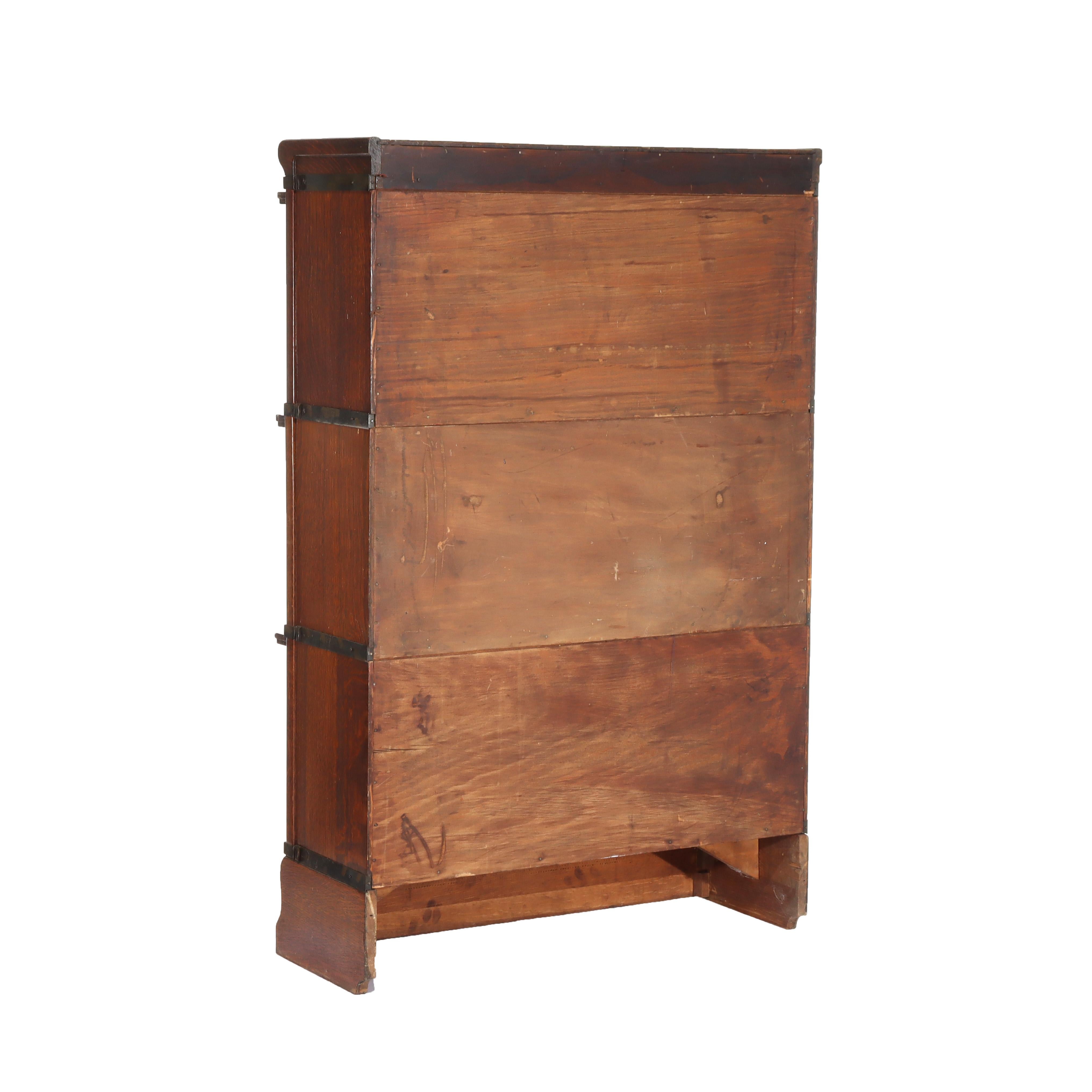 Antique Arts & Crafts Oak 3 Stack Barrister Bookcase C1920 im Angebot 3