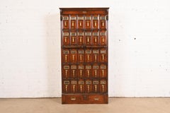 Antique Arts & Crafts Oak 30-Drawer File Cabinet, Circa 1900