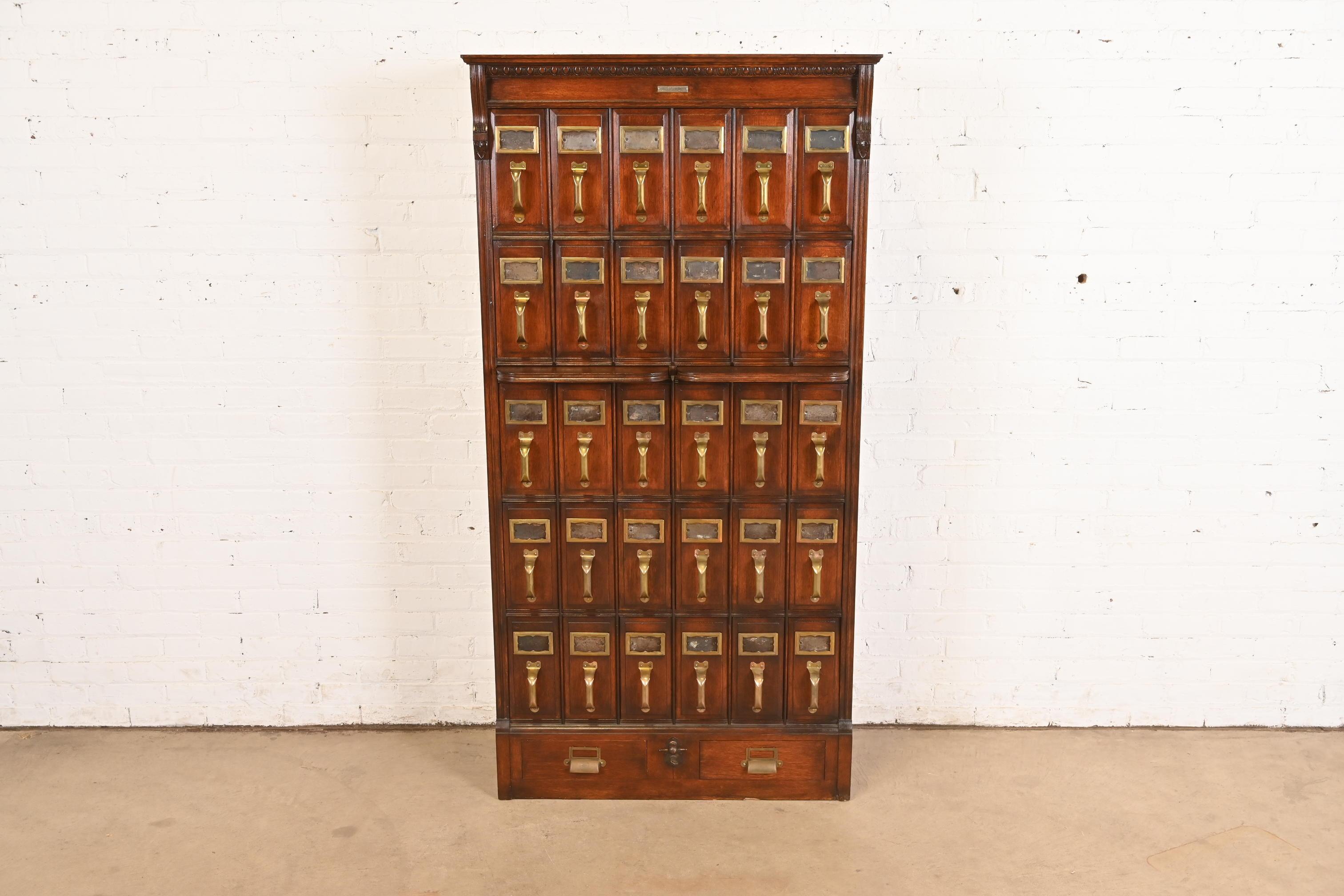 Arts and Crafts Antique Arts & Crafts Oak 30-Drawer File Cabinet, Circa 1900 For Sale