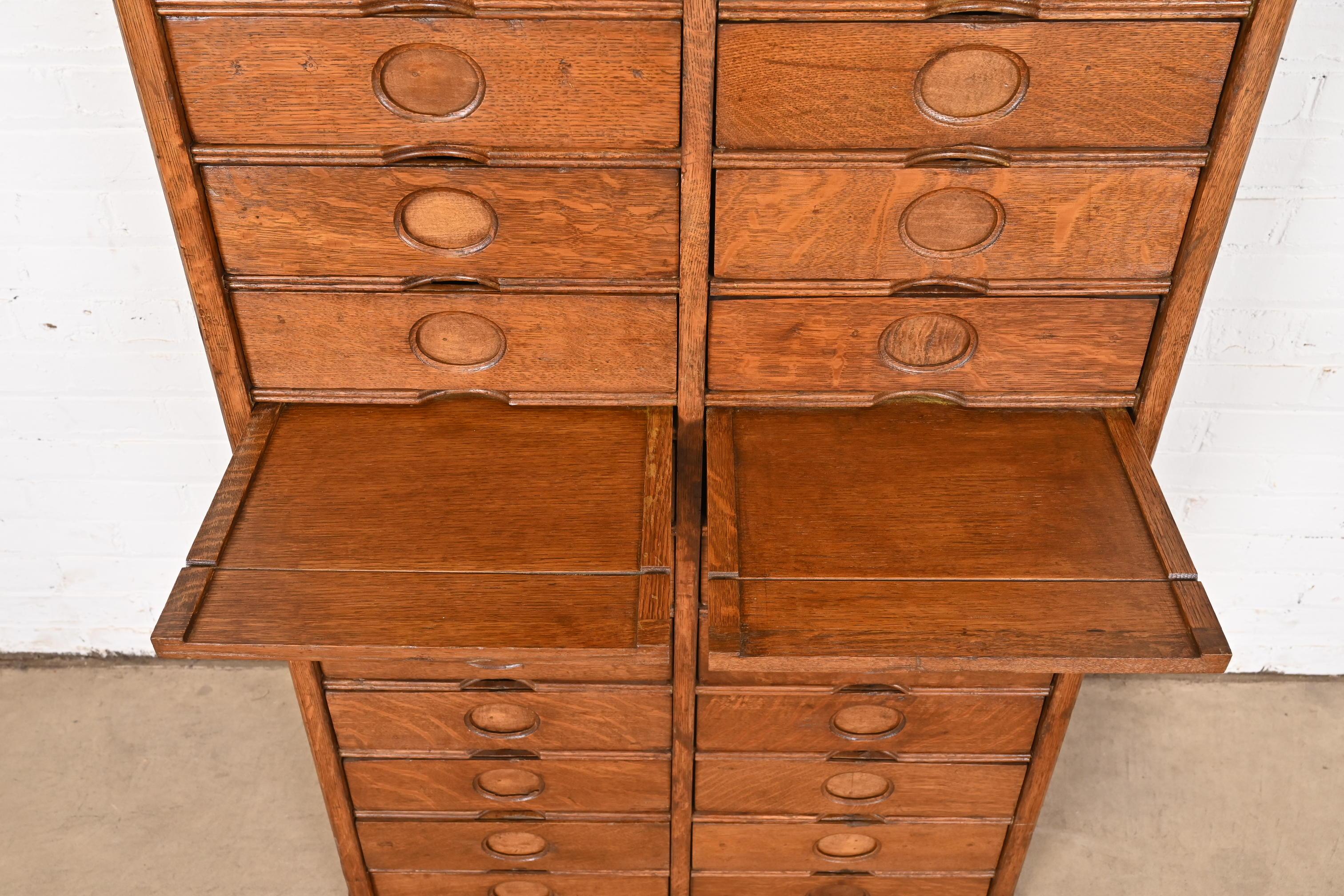 Antique Arts and Crafts Oak 30-Drawer File Cabinet or Chest of Drawers ...