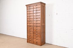 Antique Arts & Crafts Oak 30-Drawer File Cabinet or Chest of Drawers, Circa 1900