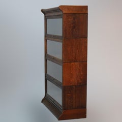 Antique Arts & Crafts Oak 4 Stack Barrister Bookcase by Gunn, circa 1910