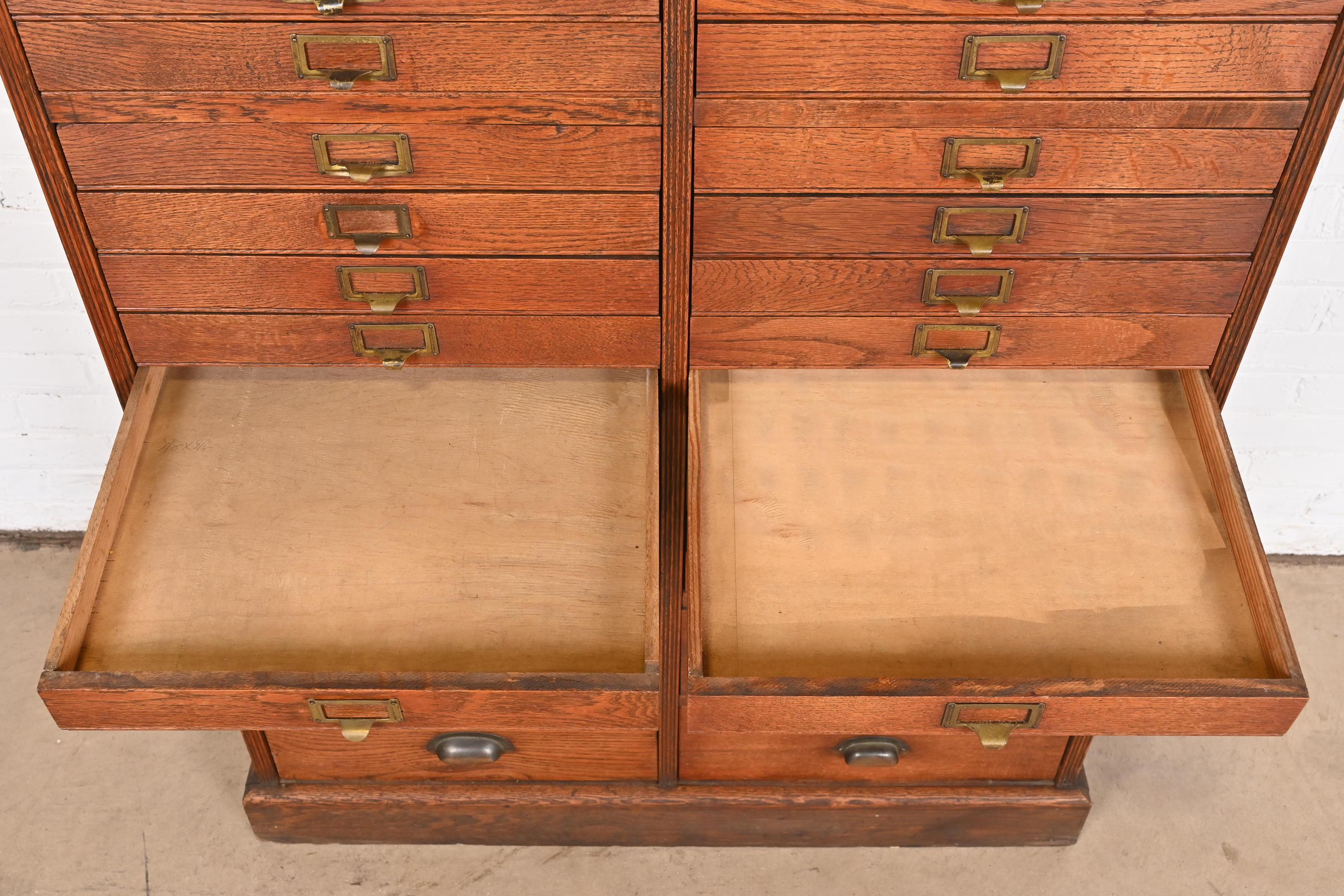 Antique Arts & Crafts Oak 40-Drawer File Cabinet or Chest of Drawers, Circa 1900 For Sale 6