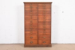 Antique Arts & Crafts Oak 40-Drawer File Cabinet or Chest of Drawers, Circa 1900