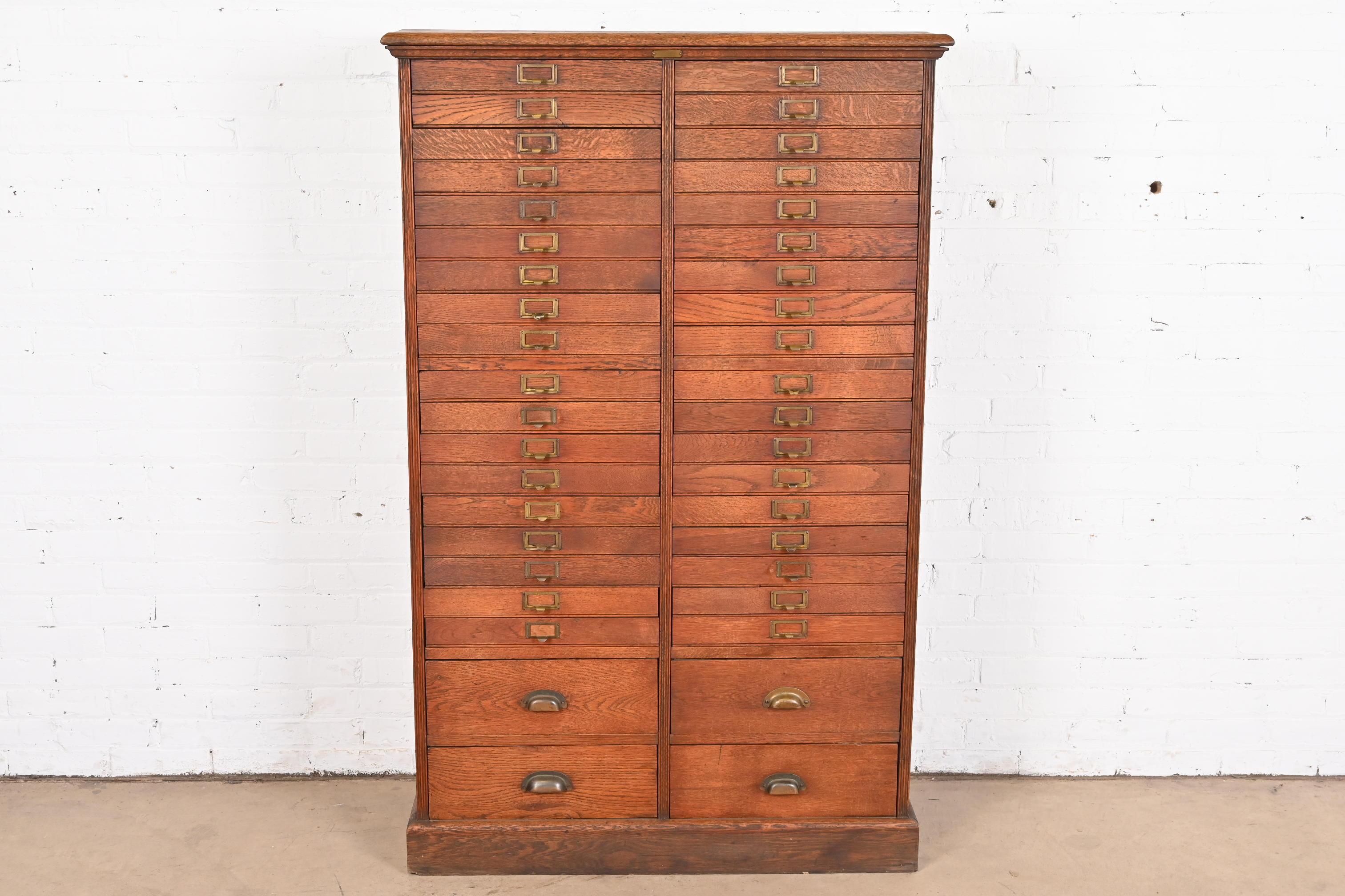 Arts and Crafts Antique Arts & Crafts Oak 40-Drawer File Cabinet or Chest of Drawers, Circa 1900 For Sale