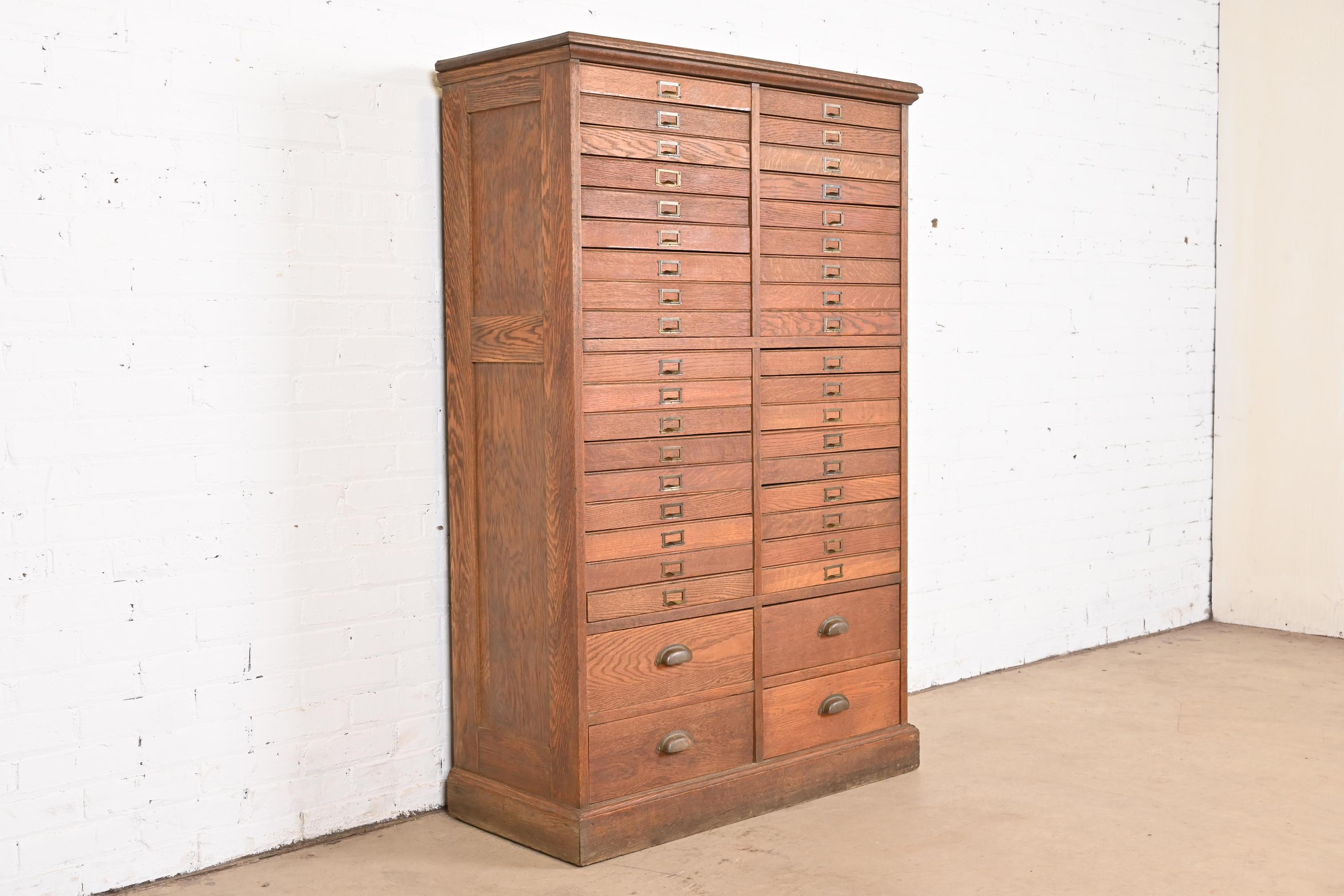 Arts and Crafts Antique Arts & Crafts Oak 40-Drawer File Cabinet or Chest of Drawers, Circa 1900 For Sale