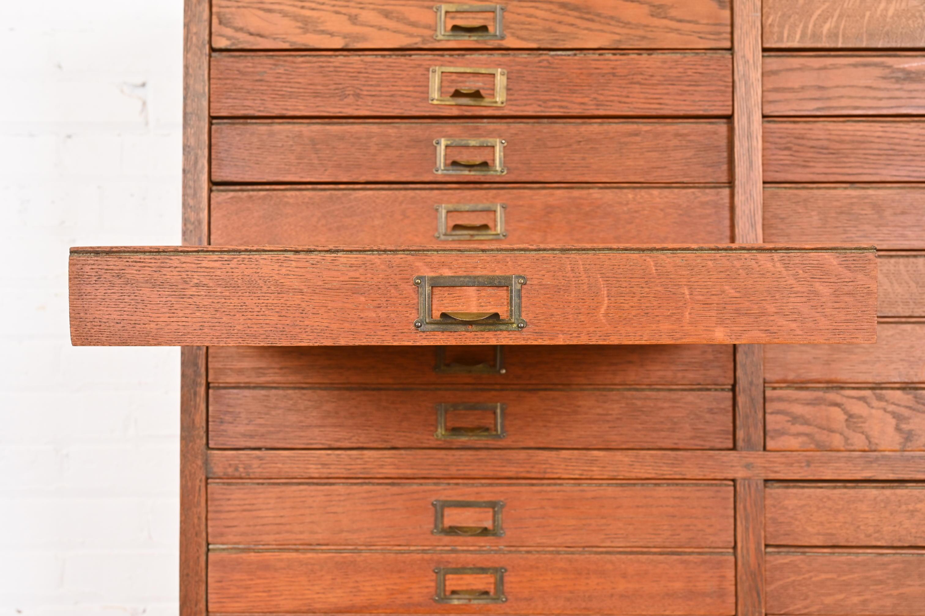 Antique Arts & Crafts Oak 40-Drawer File Cabinet or Chest of Drawers, Circa 1900 For Sale 1