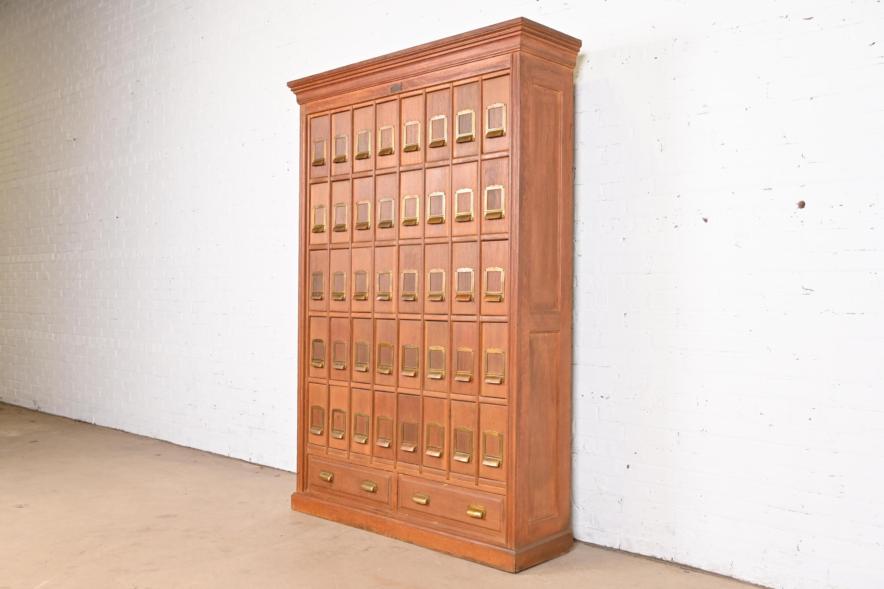 Arts and Crafts Antique Arts & Crafts Oak 42-Drawer Card File Cabinet, Circa 1900 For Sale