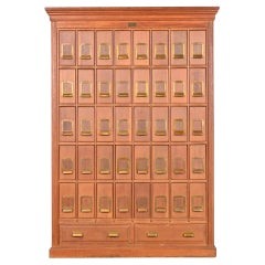 Antique Arts & Crafts Oak 42-Drawer Card File Cabinet, Circa 1900