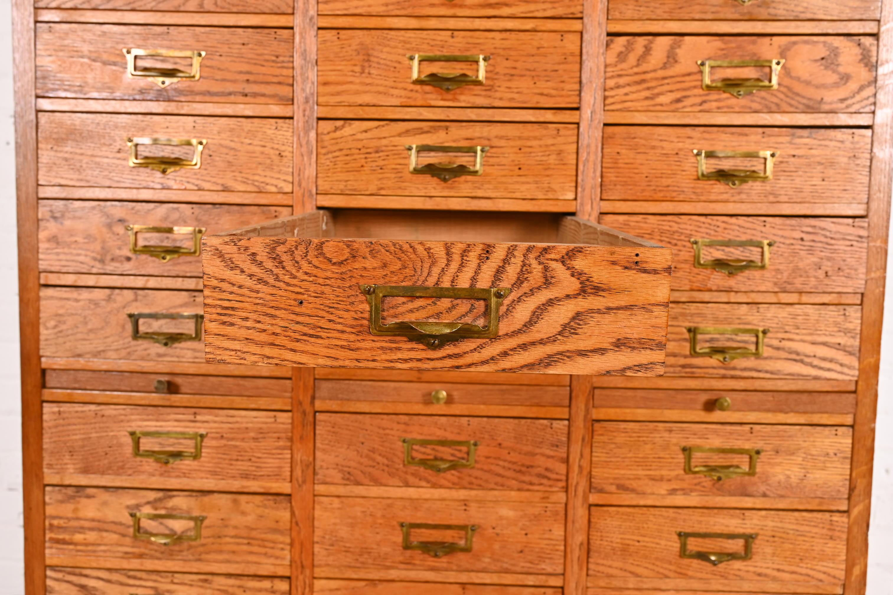 Antique Arts & Crafts Oak 45-Drawer Filing Cabinet or Apothecary Cabinet 1