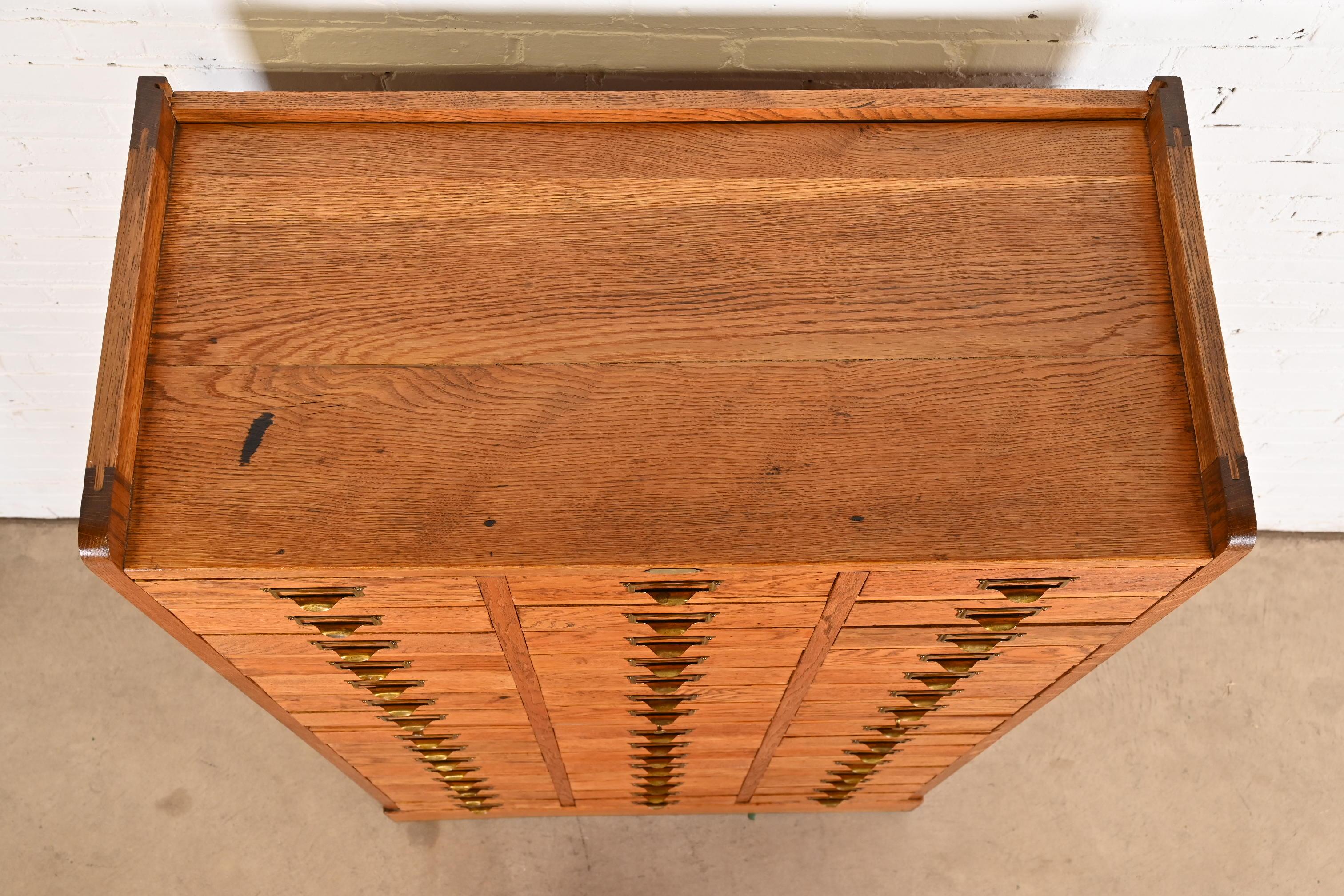 Antique Arts & Crafts Oak 45-Drawer Filing Cabinet or Apothecary Cabinet 2