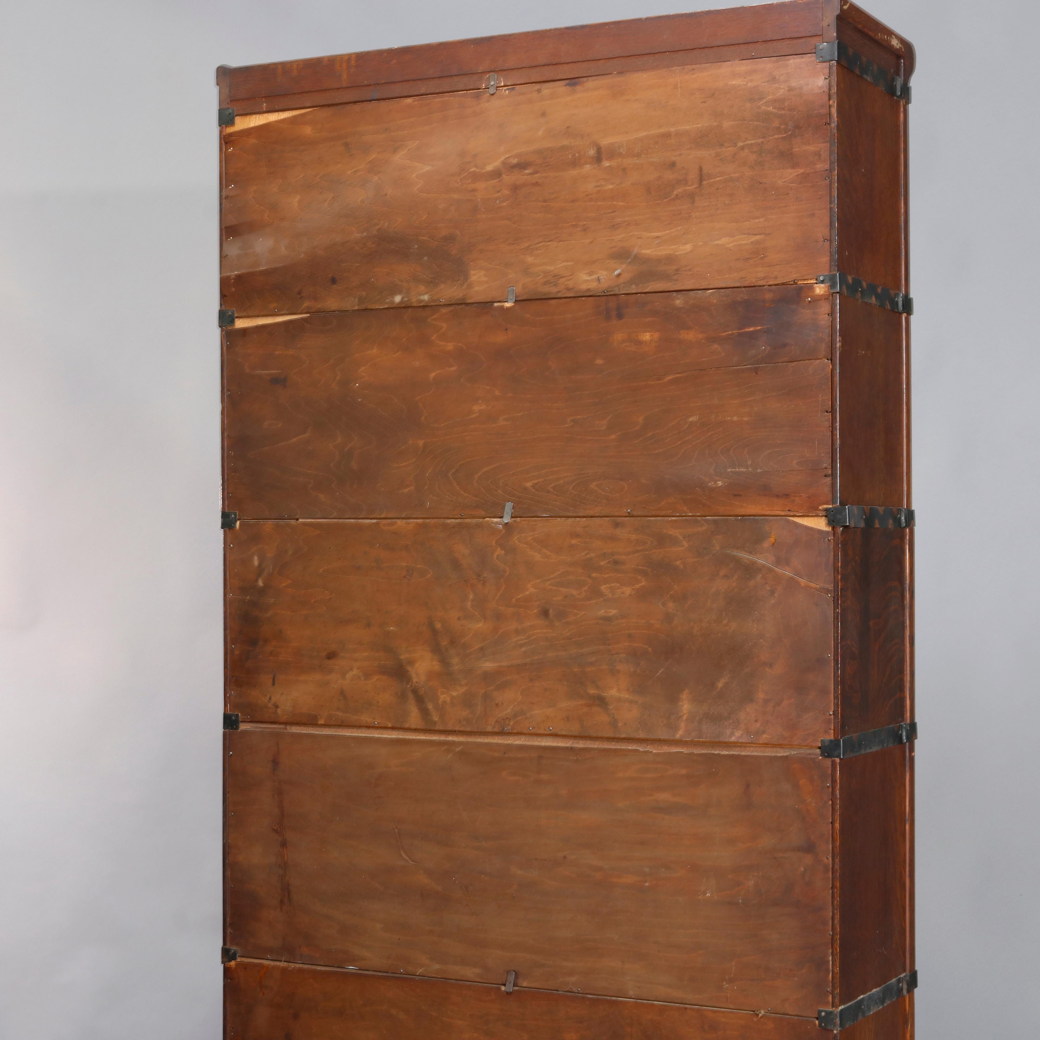 Antique Arts & Crafts Oak 5-Stack Barrister Bookcase by Macey, circa 1910 5