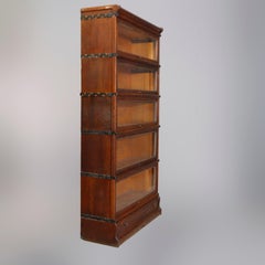 Antique Arts & Crafts Oak 5-Stack Barrister Bookcase by Macey, circa 1910