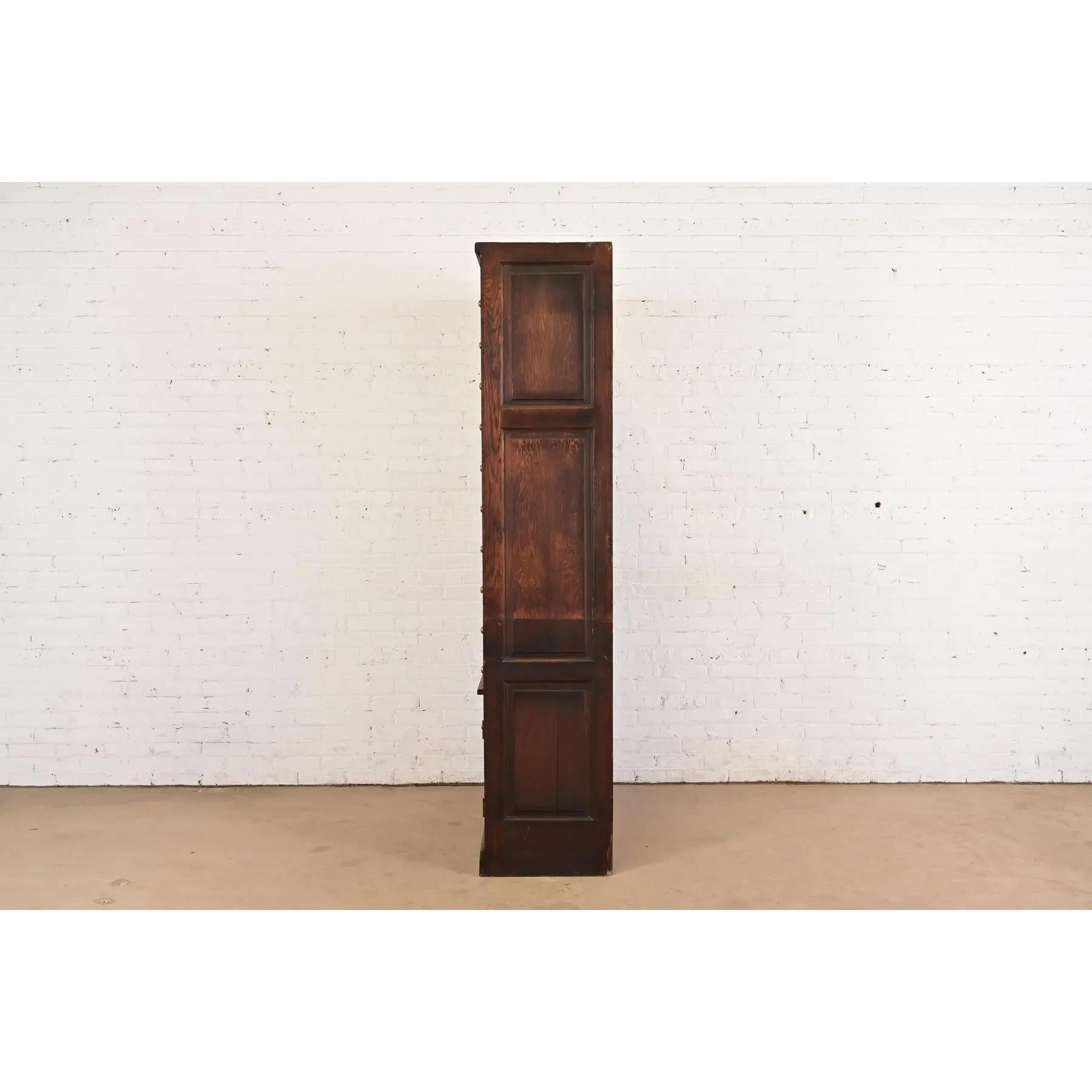Antique Arts & Crafts Oak 60-Drawer Card Catalog or File Cabinet, Circa 1900 For Sale 4