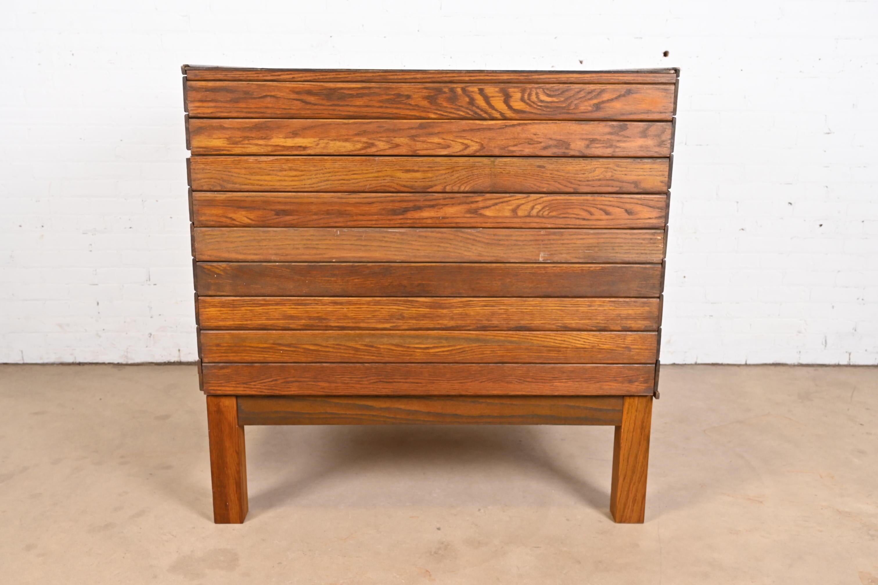 Antique Arts & Crafts Oak 9-Drawer Architect's Blueprint Flat File Cabinet 5