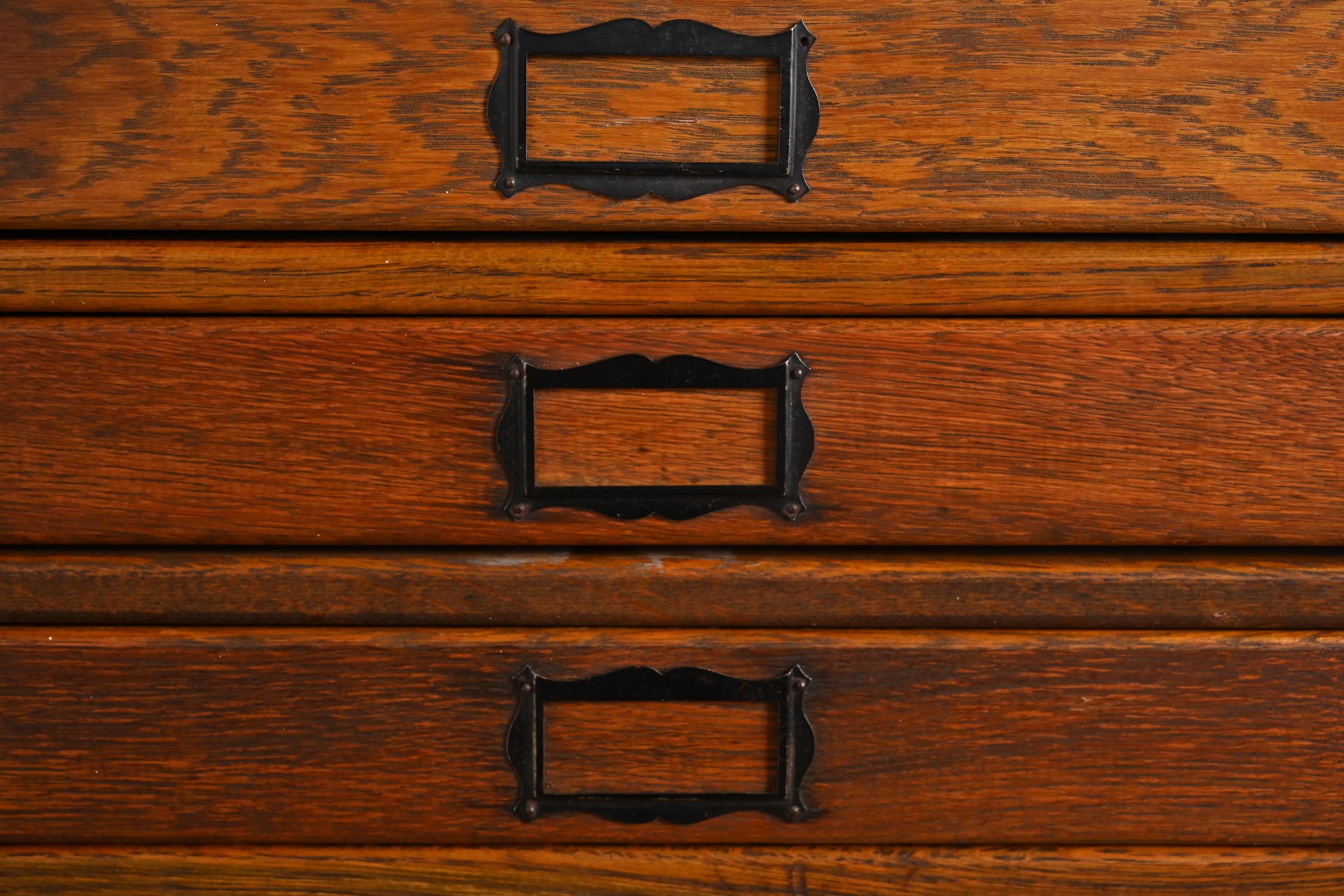 Antique Arts & Crafts Oak 9-Drawer Architect's Blueprint Flat File Cabinet 1