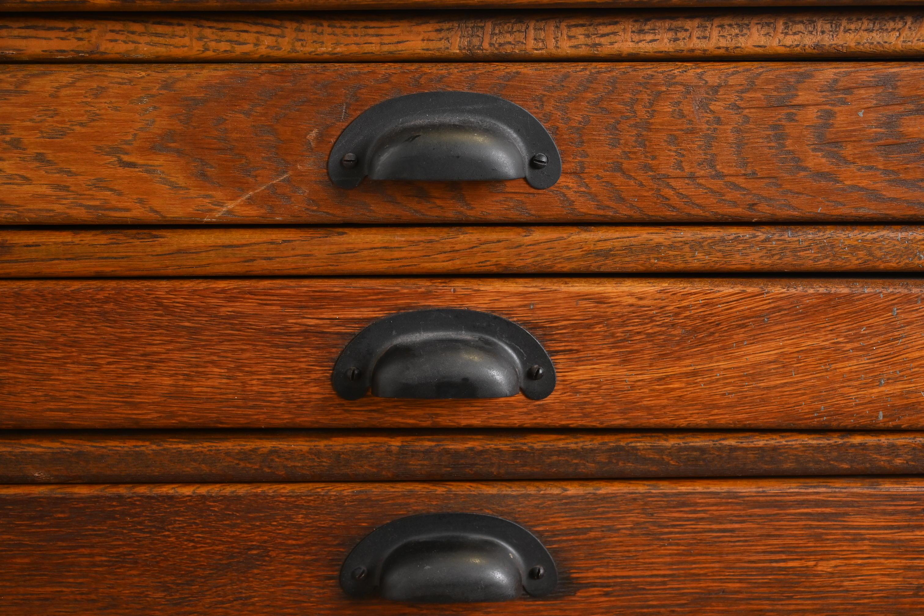 Antique Arts & Crafts Oak 9-Drawer Architect's Blueprint Flat File Cabinet 2