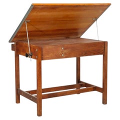 Antique Arts & Crafts Oak Adjustable Drafting Table C1930