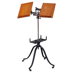Antique Arts & Crafts Oak and Cast Iron Library Dictionary Book Stand circa 1920