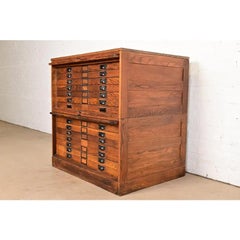 Antique Arts & Crafts Oak Architect's Blueprint Flat File Cabinet, Circa 1900