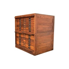 Antique Arts & Crafts Oak Architect's Blueprint Flat File Cabinet, Circa 1900