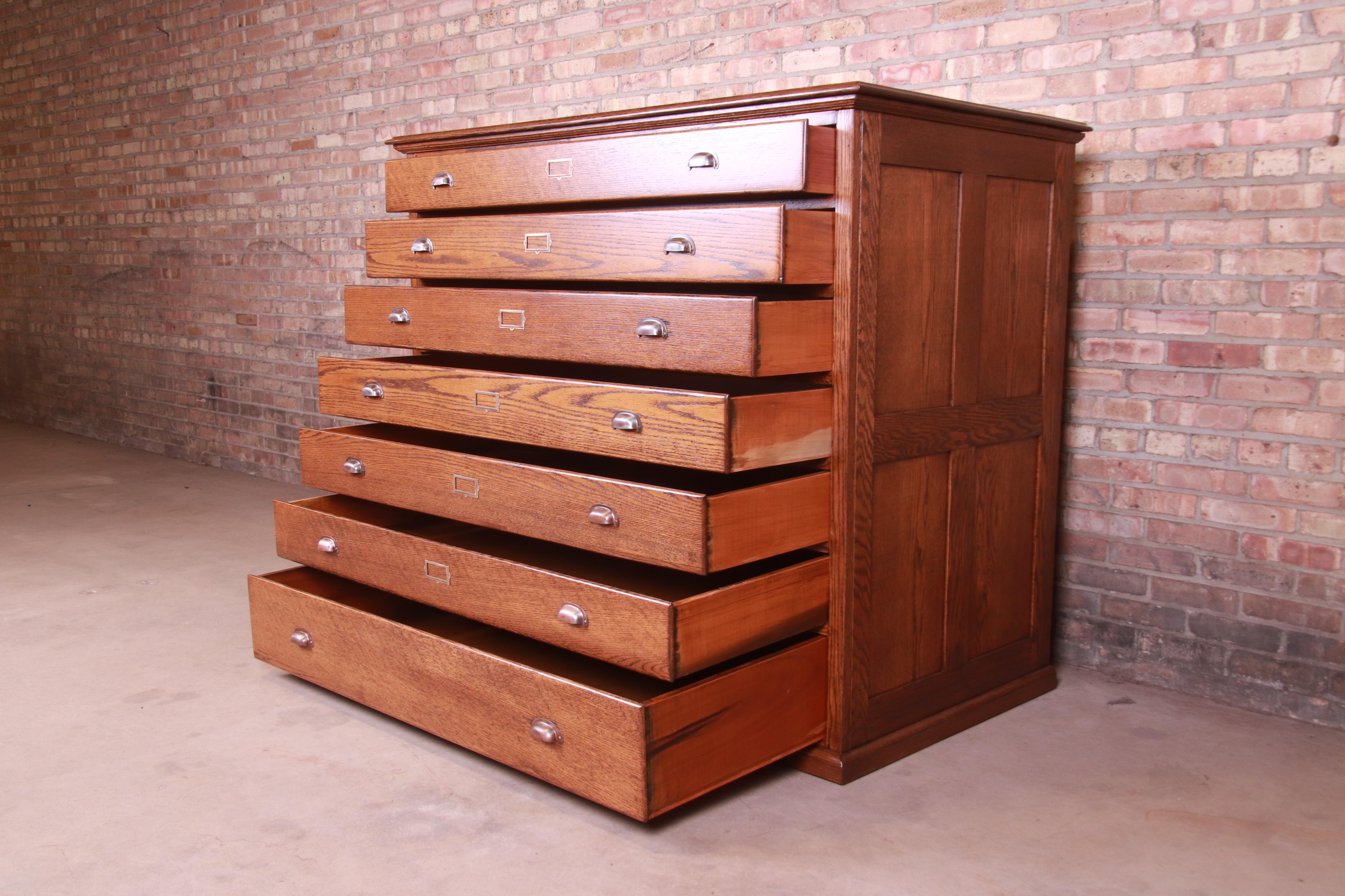 Antique Arts & Crafts Oak Architect's Blueprint Flat File Cabinet, Refinished 1