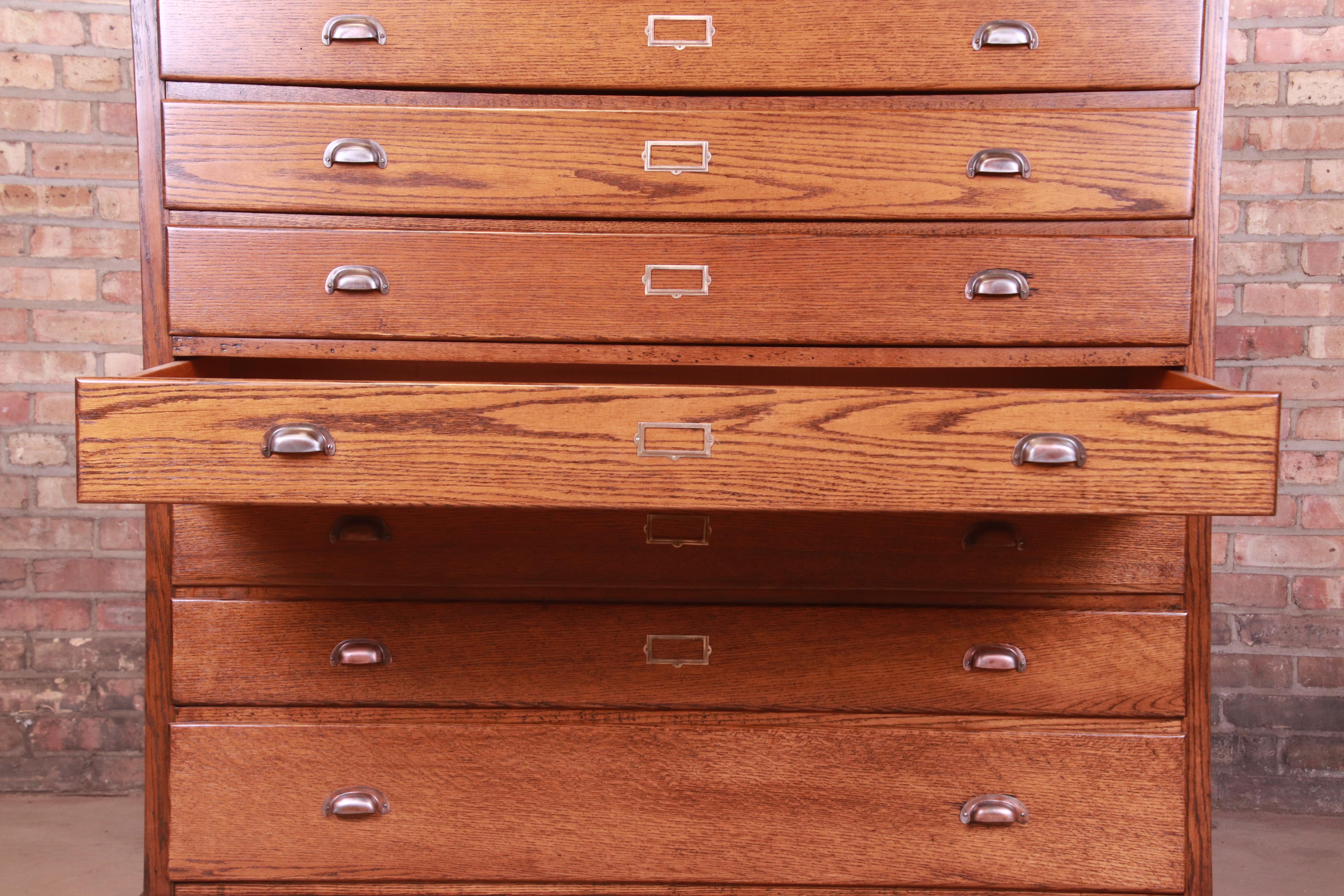 Antique Arts & Crafts Oak Architect's Blueprint Flat File Cabinet, Refinished 5