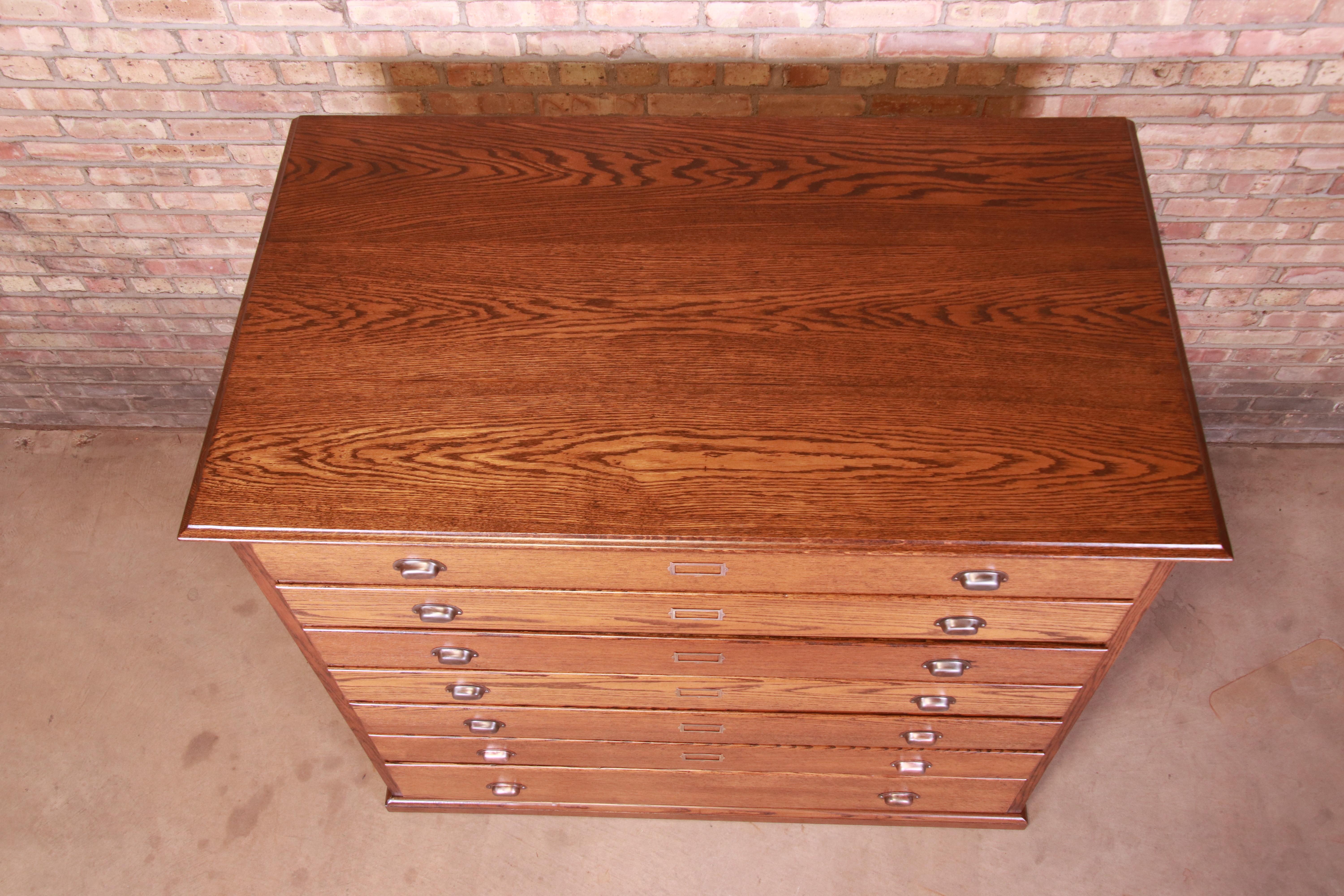 Antique Arts & Crafts Oak Architect's Blueprint Flat File Cabinet, Refinished 8