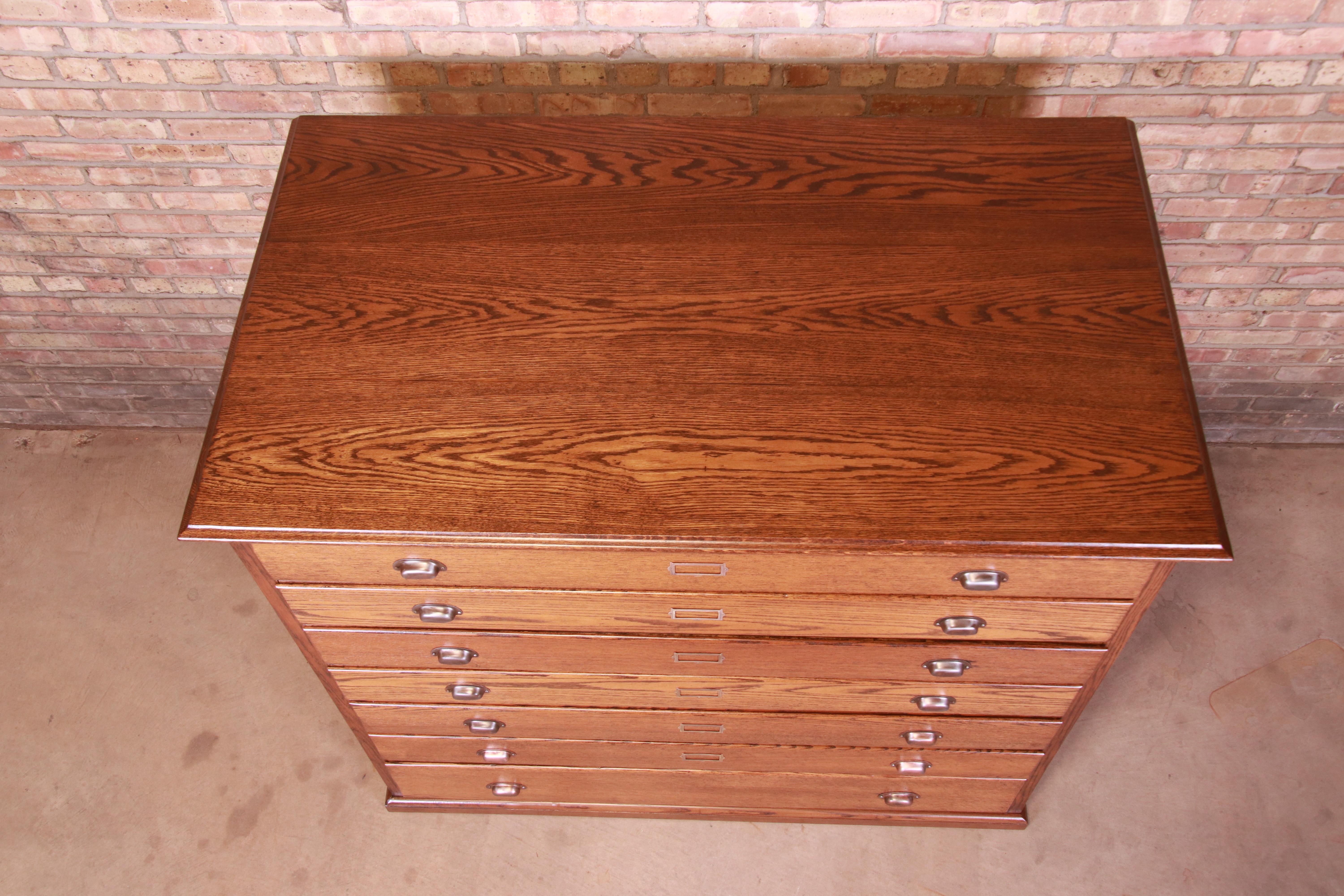 Antique Arts & Crafts Oak Architect's Blueprint Flat File Cabinet, Refinished 5