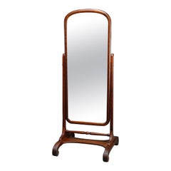 Antique Arts & Crafts Cheval Oak Dressing Mirror:: Circa 1910