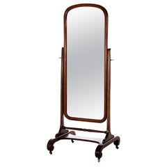 Antique Arts & Crafts Oak Cheval Floor Mirror, C1910