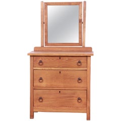 Antique Arts & Crafts Oak Child's Dresser with Mirror