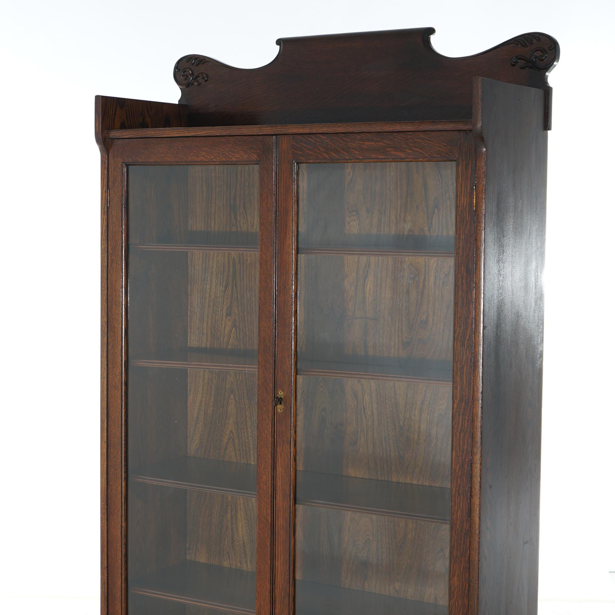 20th Century Antique Arts & Crafts Oak Double Door Bookcase, C1910 For Sale