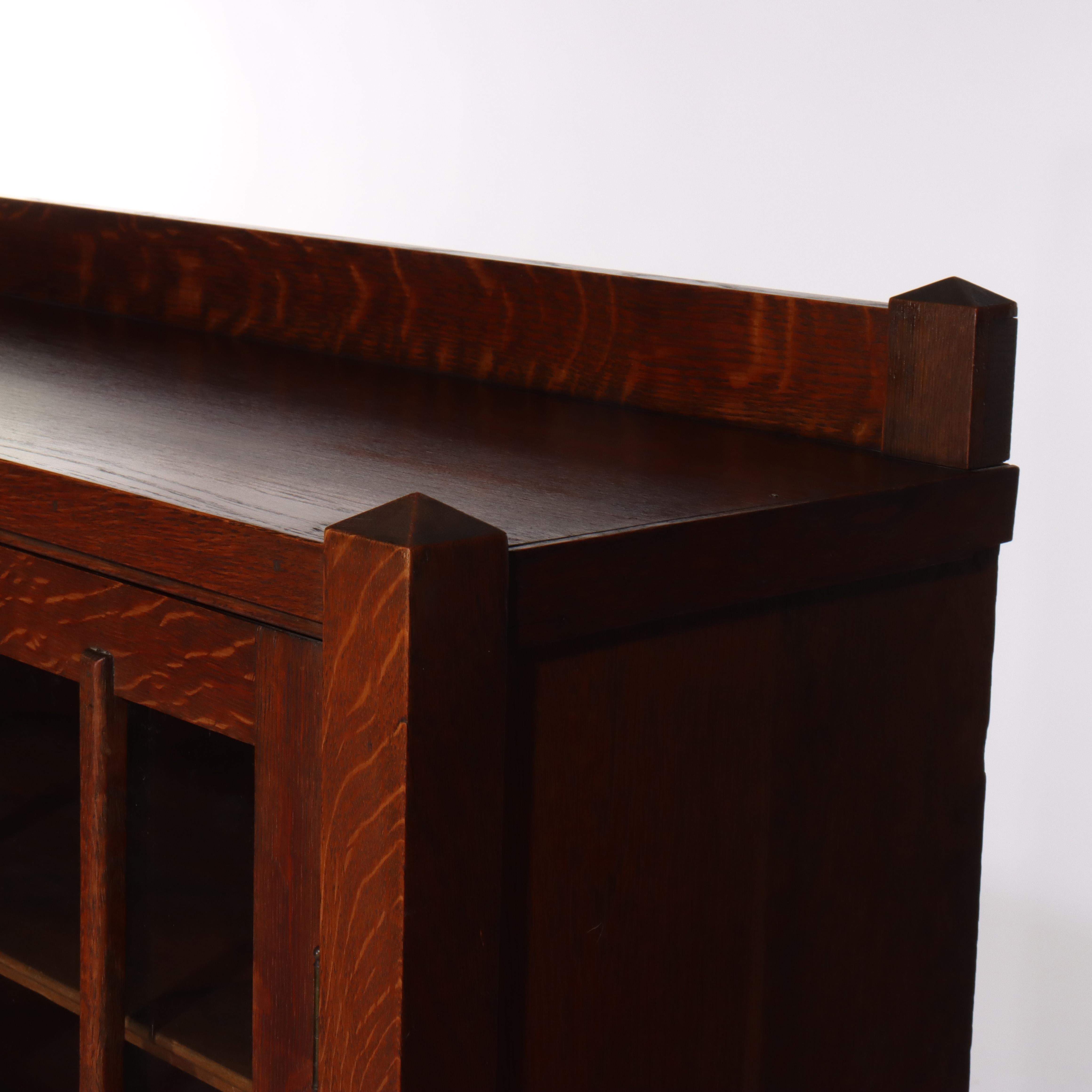 Ancienne bibliothèque à deux portes en Oak Arts & Crafts C1920 en vente 6
